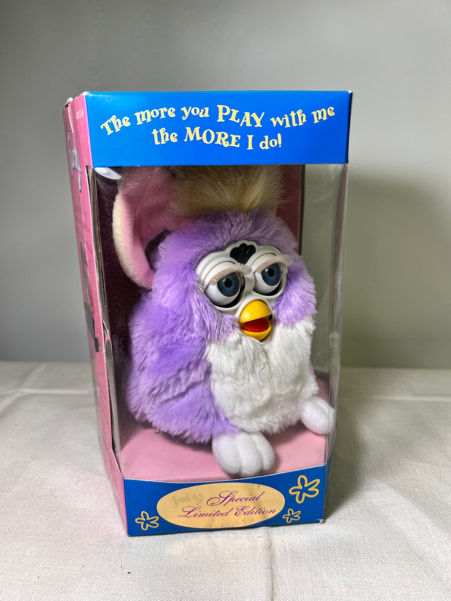 Furby- Tiger Electronics- Purple and white with blue eyes- Special Edition-model #70-800 -1998