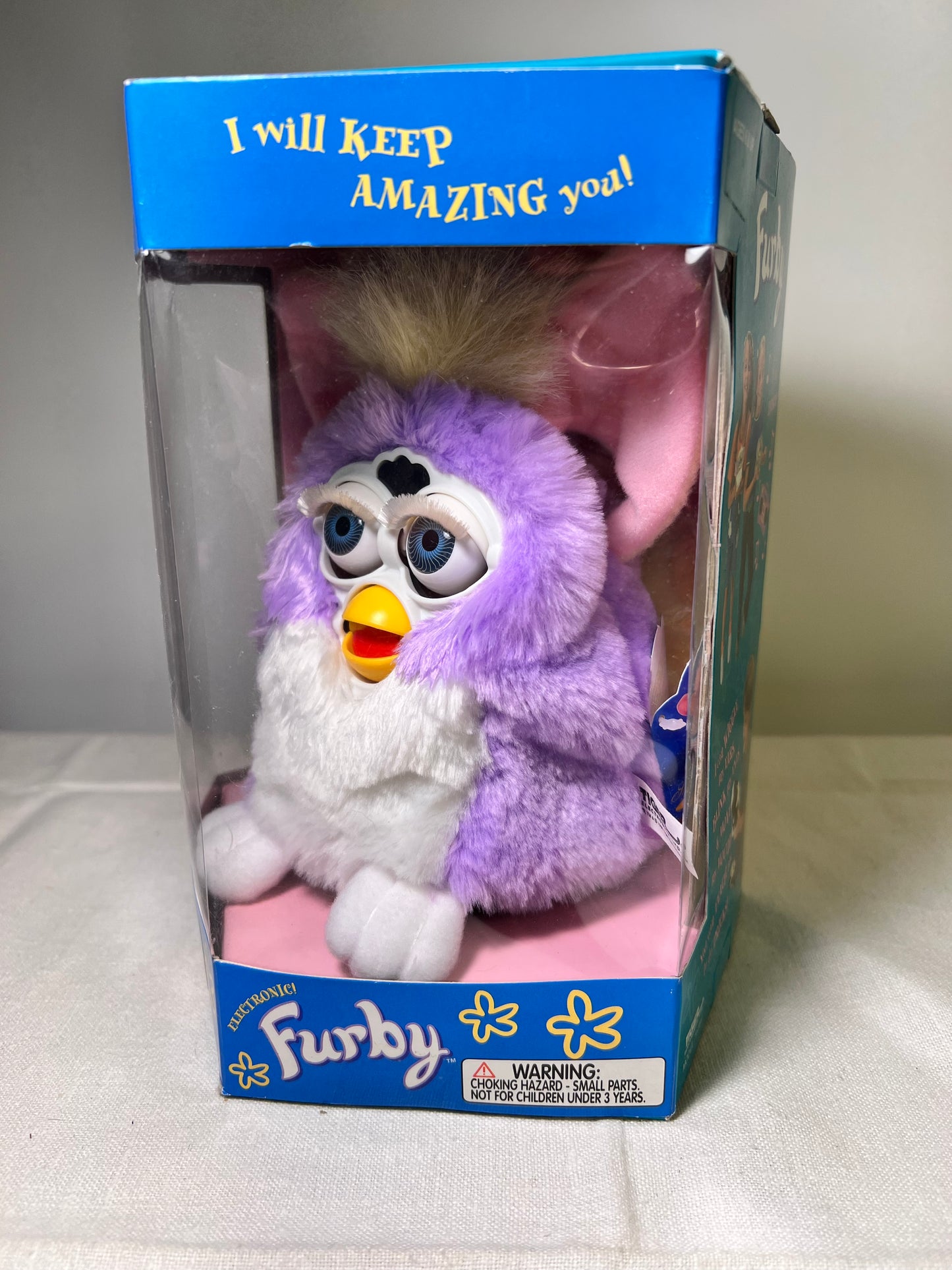 Furby- Tiger Electronics- Purple and white with blue eyes- Special Edition-model #70-800 -1998