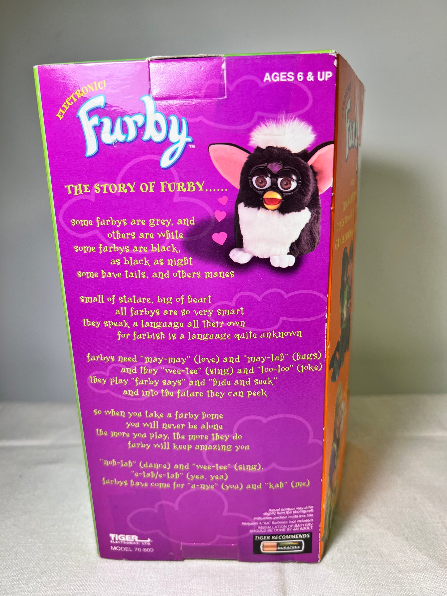 Furby- Tiger Electronics- Grey with Brown Eyes-model 70-800- NIB- 1998