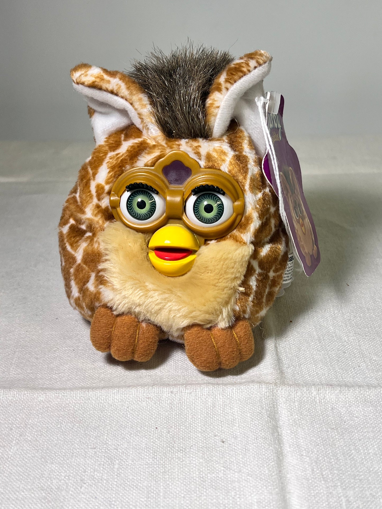 Furby Buddies- Big Hungry- 1999- Tiger electronics- giraffe print-Green eyes￼