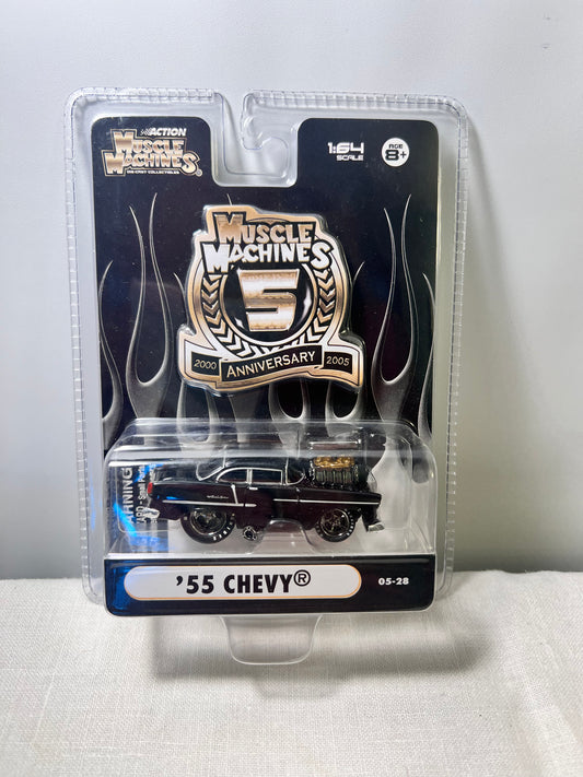 Muscle machines-‘55 Chevy -￼05-28 -5th Anniversary- item 71161 - Die cast 1:64 scale