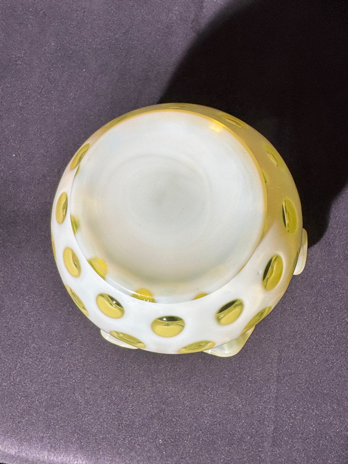 Uranium- Fenton- Vase - Yellow Opalescent- Coin Dot - “Thumbprint” - Vaseline Glass- Vintage