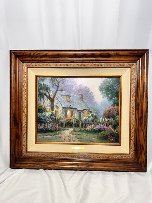 Thomas Kinkade – Foxglove Cottage (Flower Cottages of Carmel III) – Signed & Numbered Framed Canvas