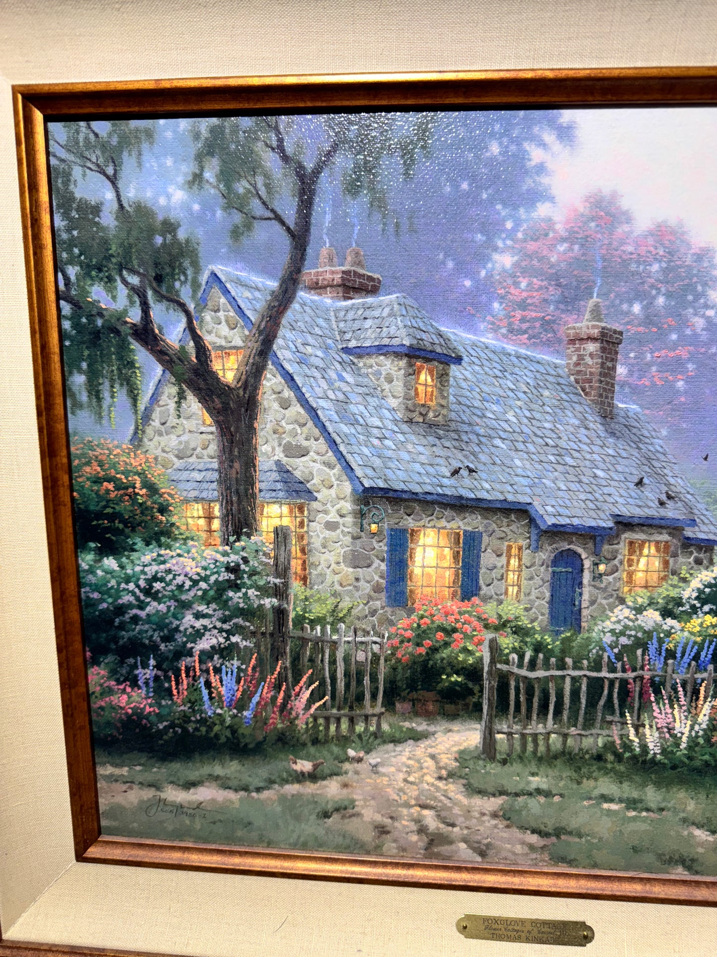 Thomas Kinkade – Foxglove Cottage (Flower Cottages of Carmel III) – Signed & Numbered Framed Canvas
