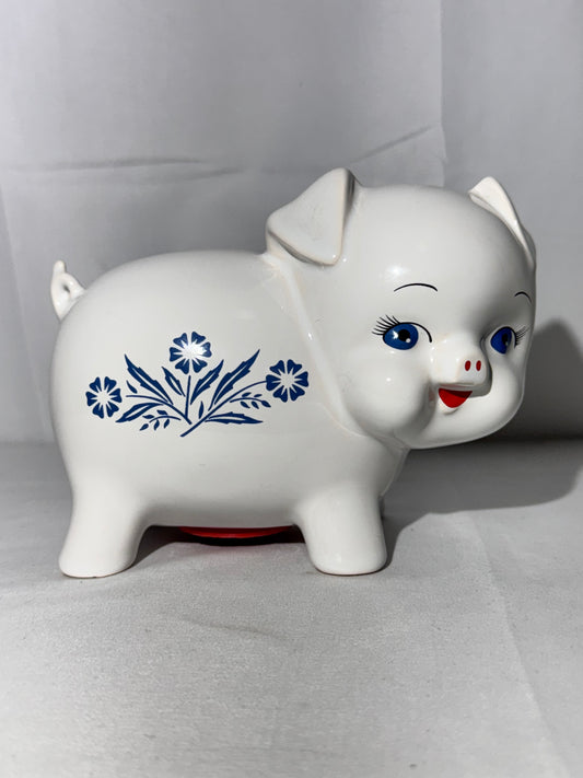 RARE - Corning Ware Ceramic Piggy Bank – Blue Cornflower Design – Made in England