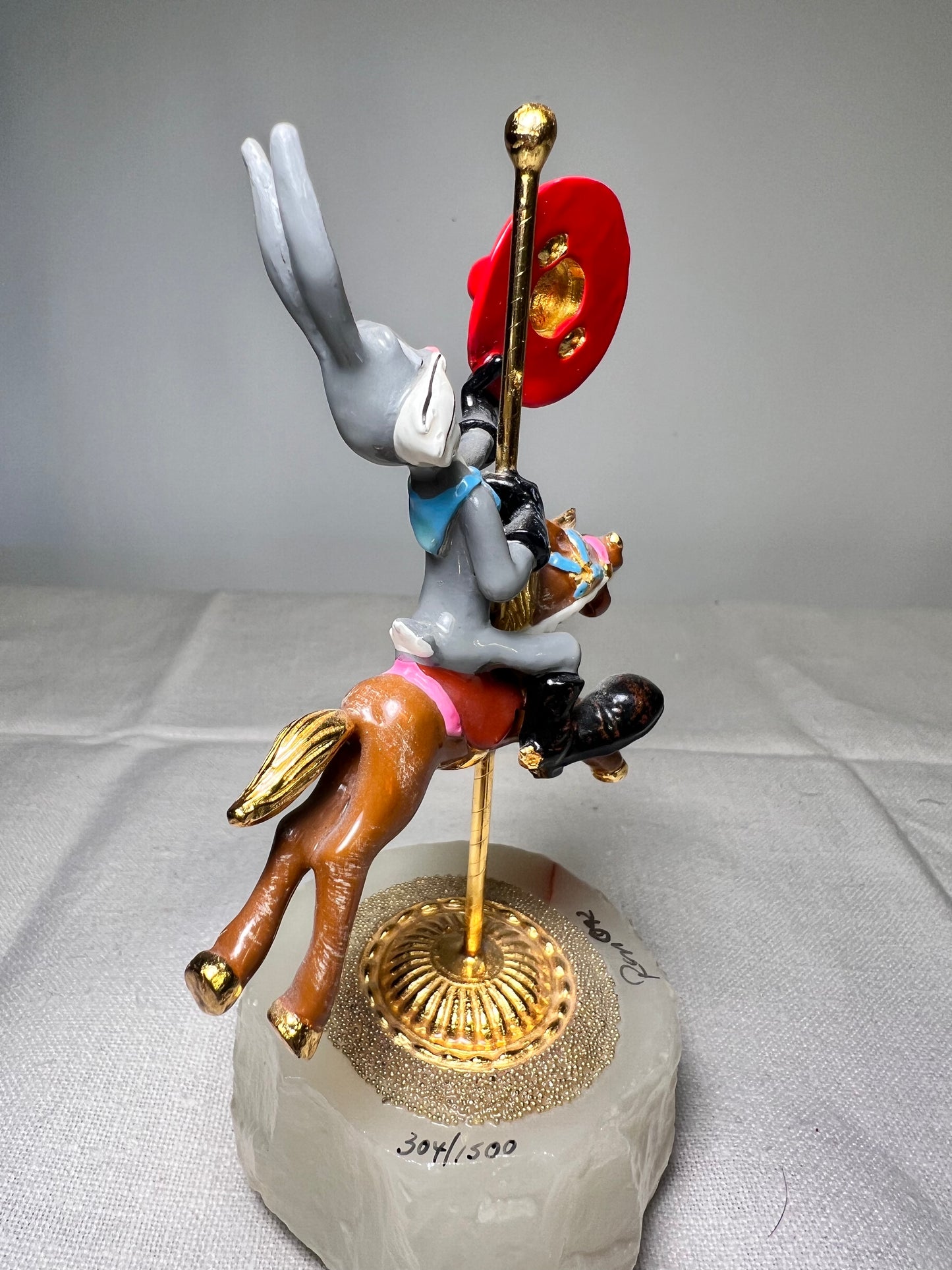 Ron Lee - Bugs Bunny on a carousel horse -6“ statue-1992 -signed and numbered 304/1500 Looney Tunes – Warner Brothers – stone base ￼