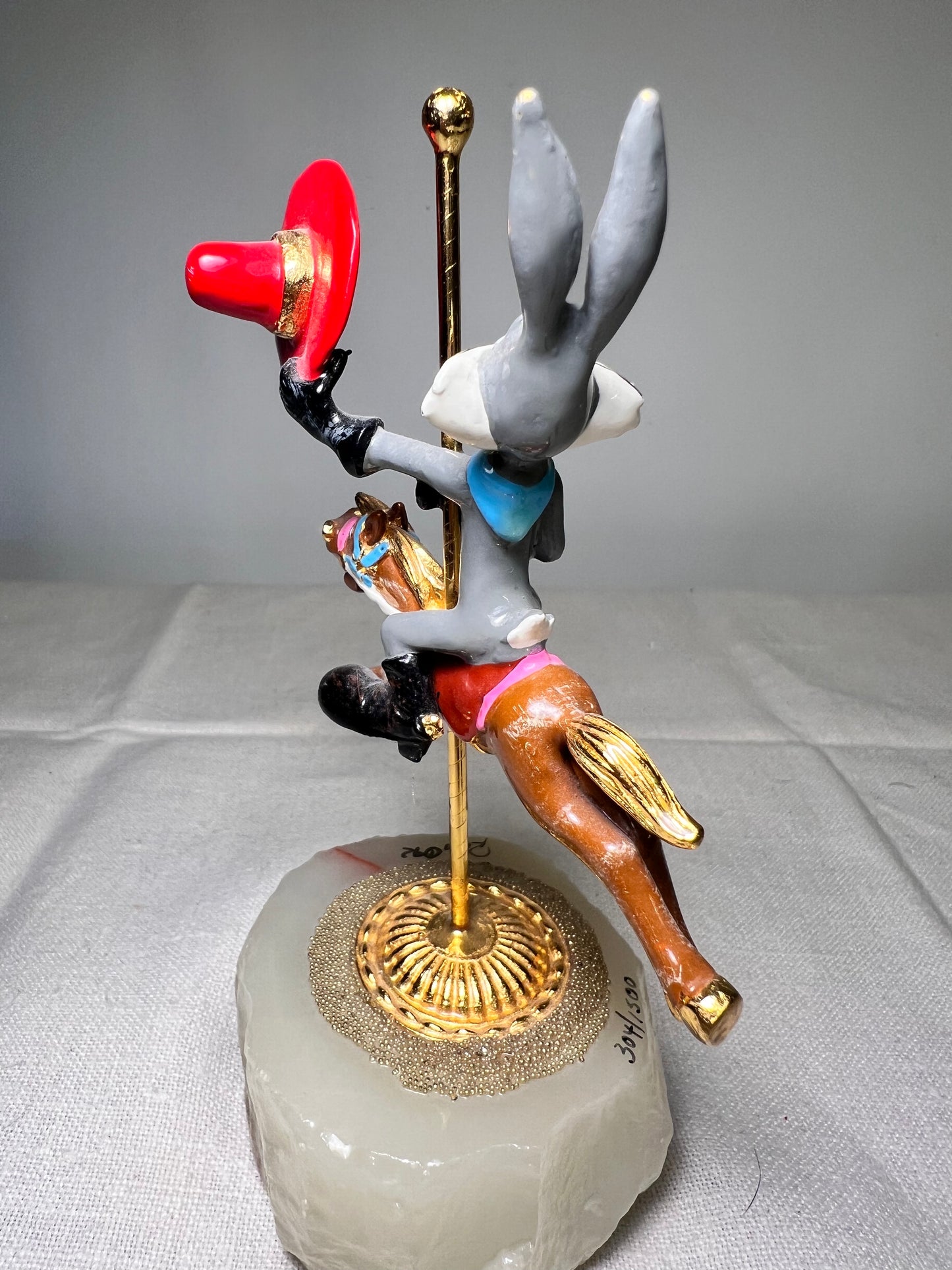 Ron Lee - Bugs Bunny on a carousel horse -6“ statue-1992 -signed and numbered 304/1500 Looney Tunes – Warner Brothers – stone base ￼