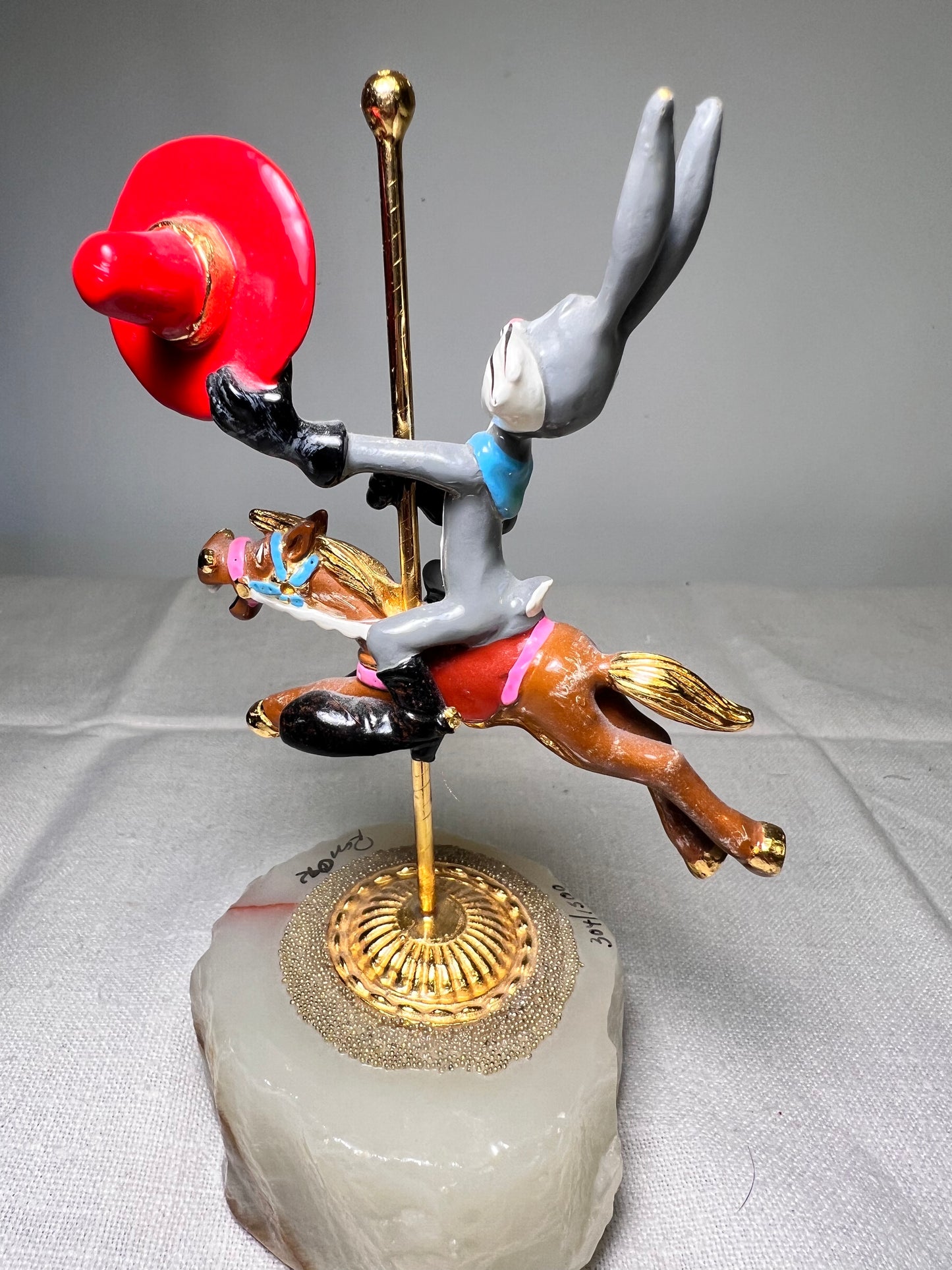 Ron Lee - Bugs Bunny on a carousel horse -6“ statue-1992 -signed and numbered 304/1500 Looney Tunes – Warner Brothers – stone base ￼