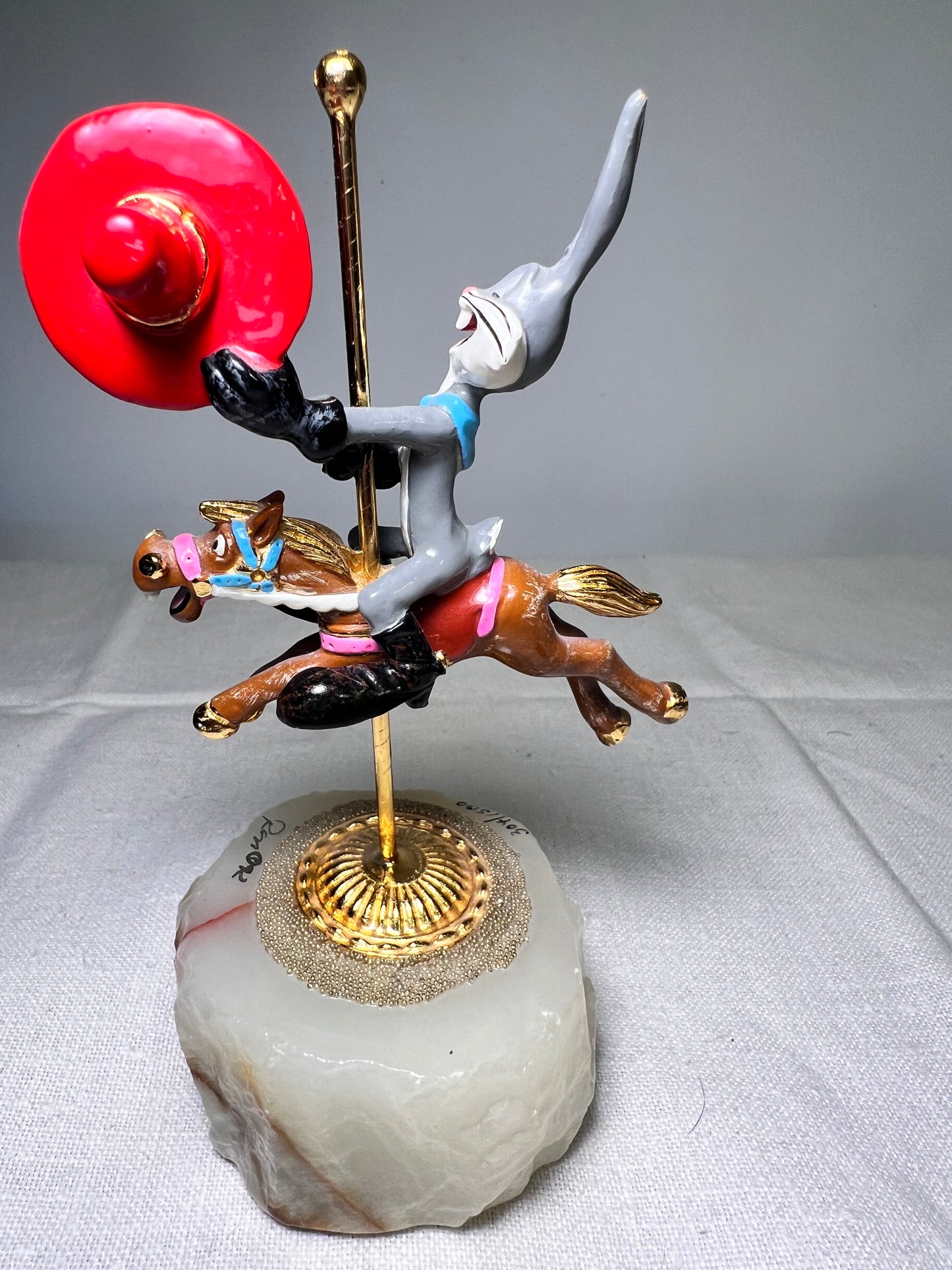 Ron Lee - Bugs Bunny on a carousel horse -6“ statue-1992 -signed and numbered 304/1500 Looney Tunes – Warner Brothers – stone base ￼