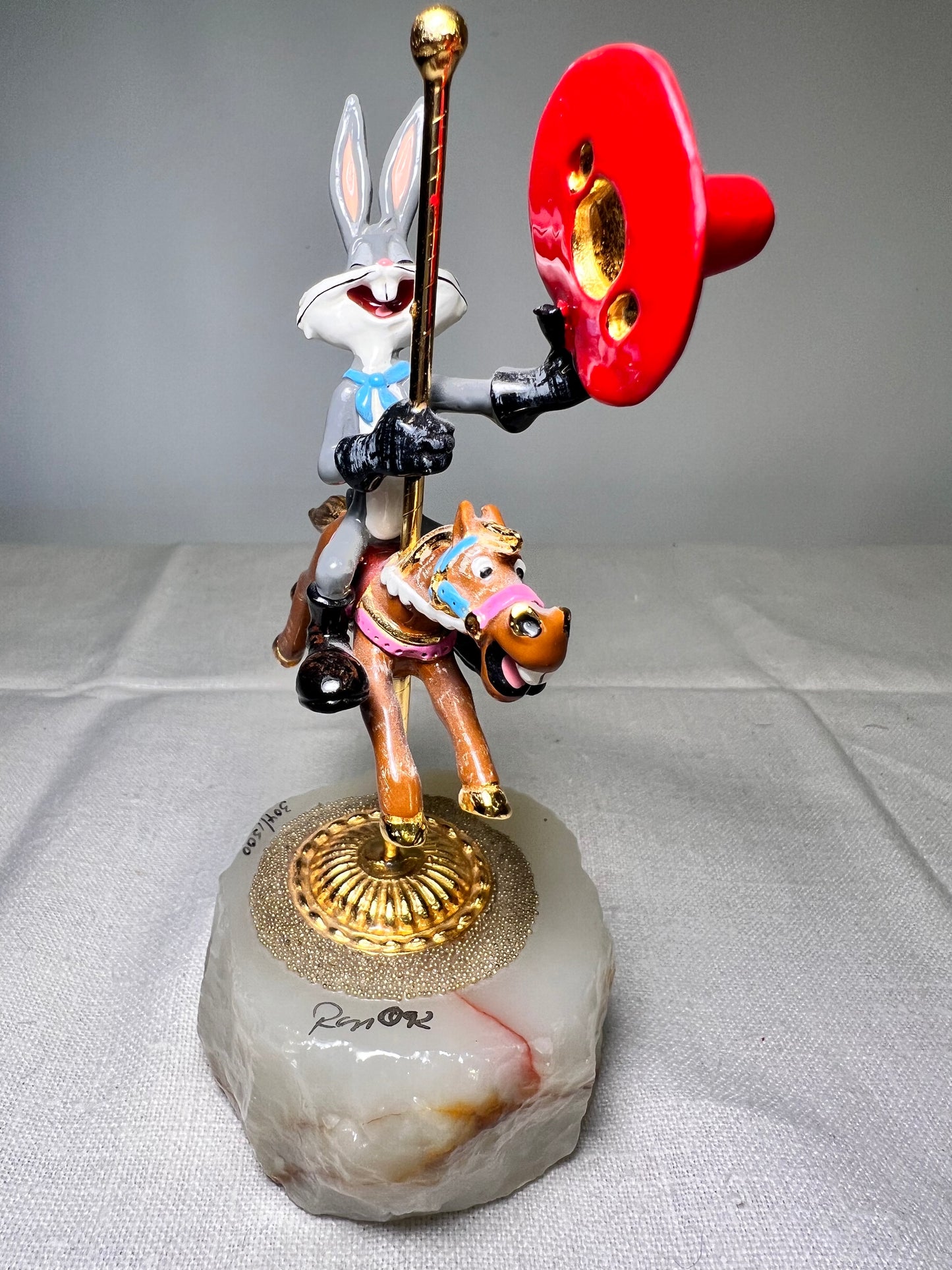 Ron Lee - Bugs Bunny on a carousel horse -6“ statue-1992 -signed and numbered 304/1500 Looney Tunes – Warner Brothers – stone base ￼