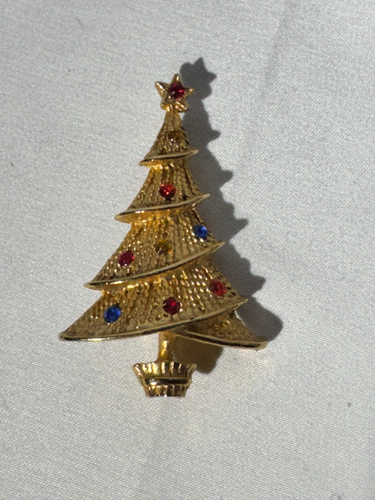 Vintage Christmas Tree Brooch – Festive Holiday Jewelry-multicolor