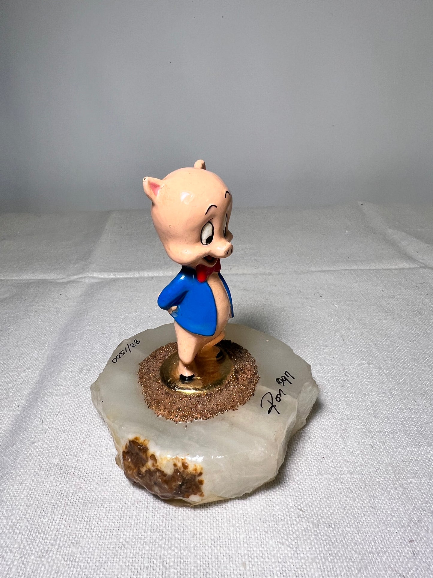 Ron Lee- Porky Pig- 4” statue- 1997- signed and numbered 82/1500- Looney Tunes- Warner Brothers- stone base