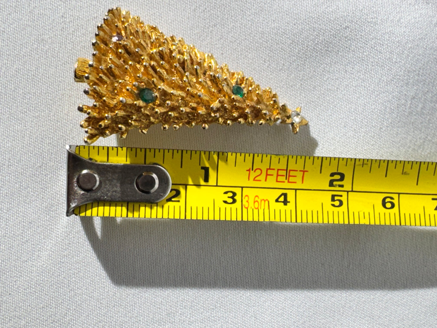 Vintage ROMA Rhinestone Christmas Tree Brooch Signed