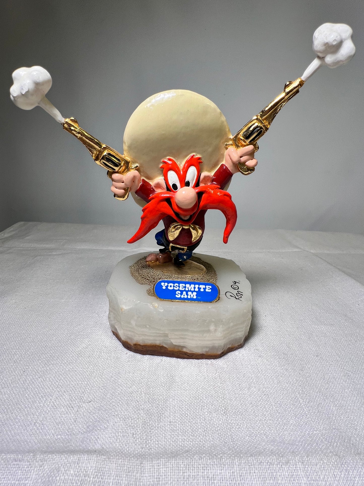 Ron Lee- Yosemite Sam - guns and smoke- 5.5” statue- signed and numbered 356/2750 -Looney Tunes-Warner Brothers- stone base