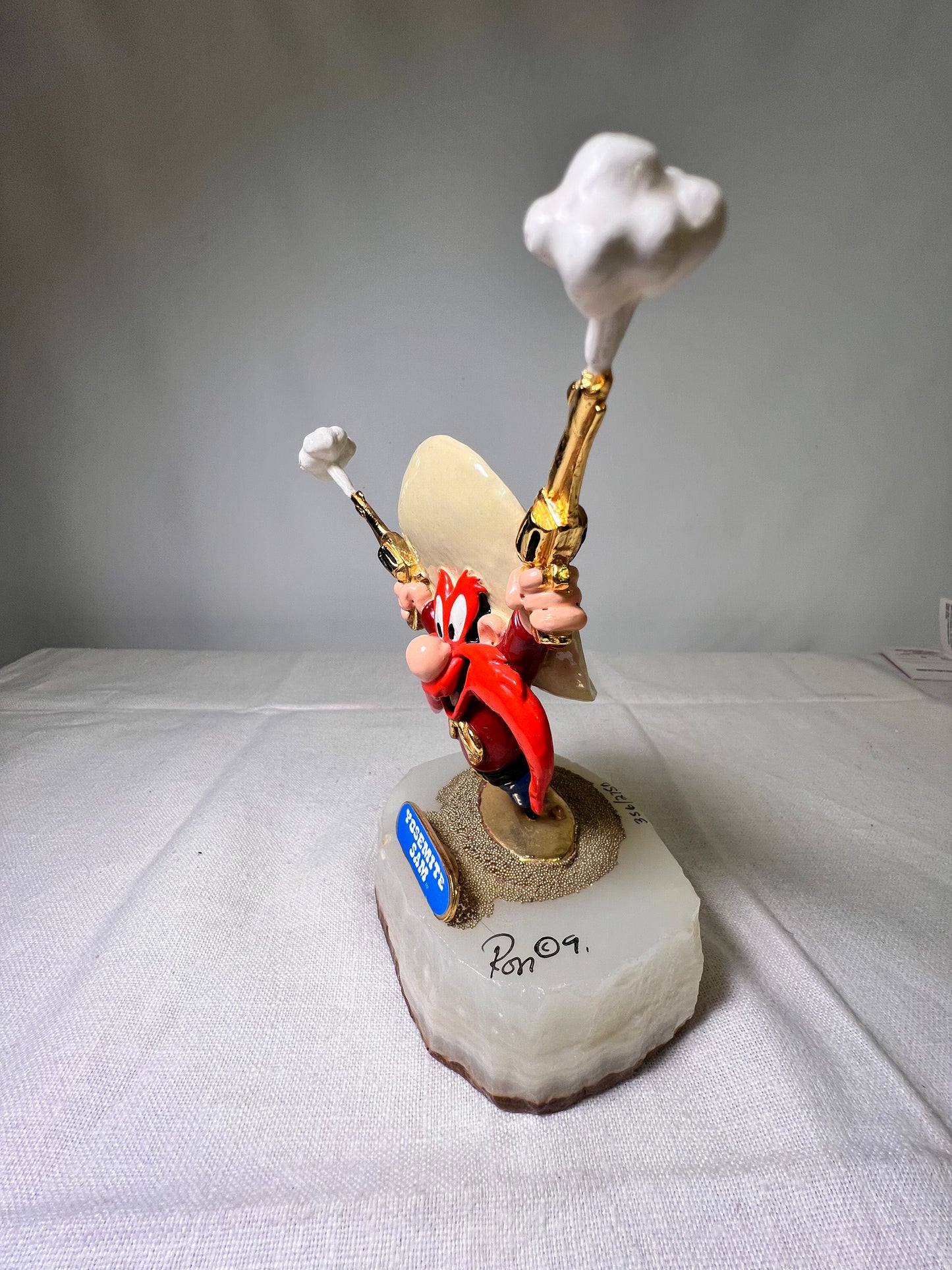 Ron Lee- Yosemite Sam - guns and smoke- 5.5” statue- signed and numbered 356/2750 -Looney Tunes-Warner Brothers- stone base