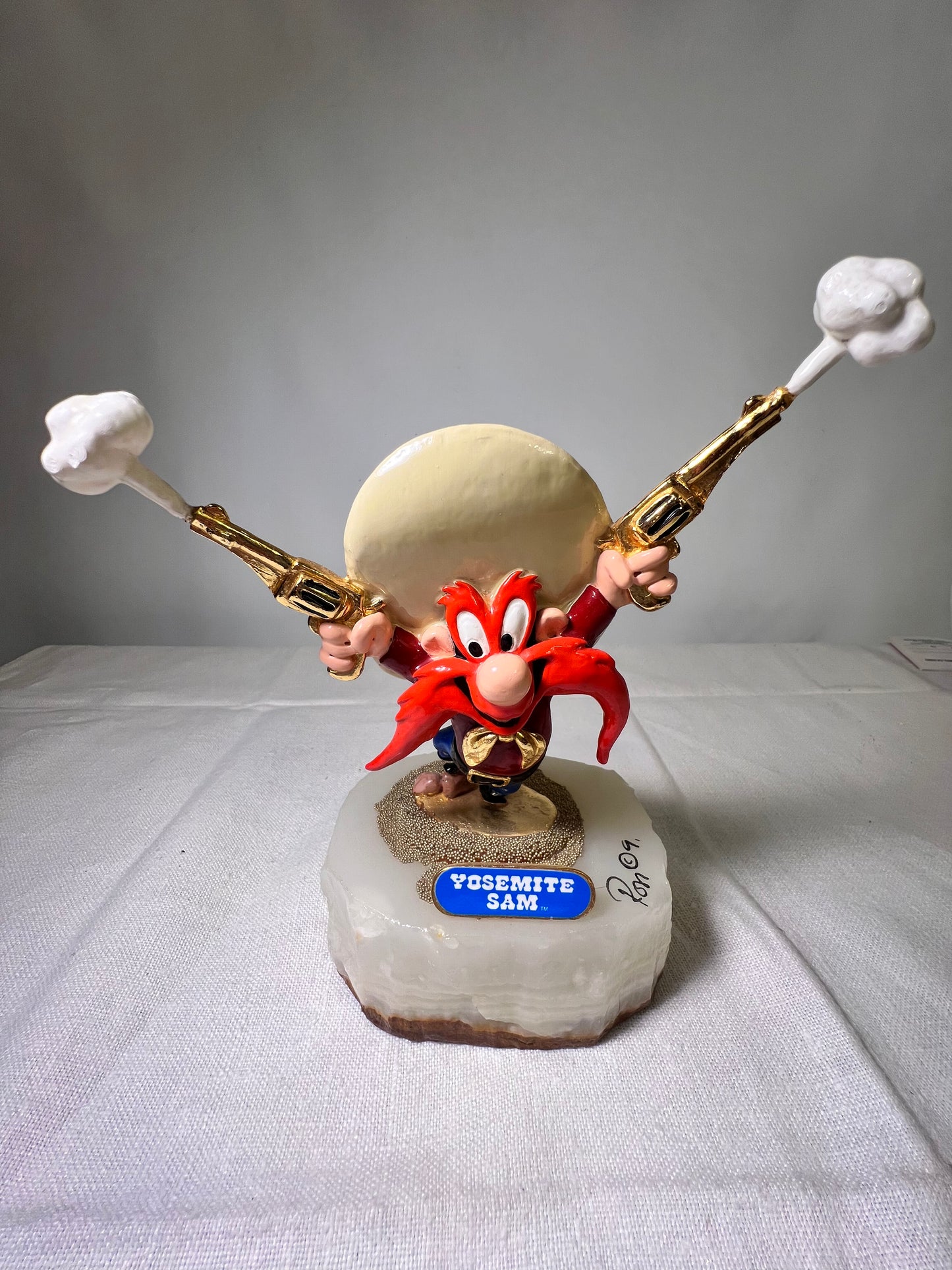 Ron Lee- Yosemite Sam - guns and smoke- 5.5” statue- signed and numbered 356/2750 -Looney Tunes-Warner Brothers- stone base