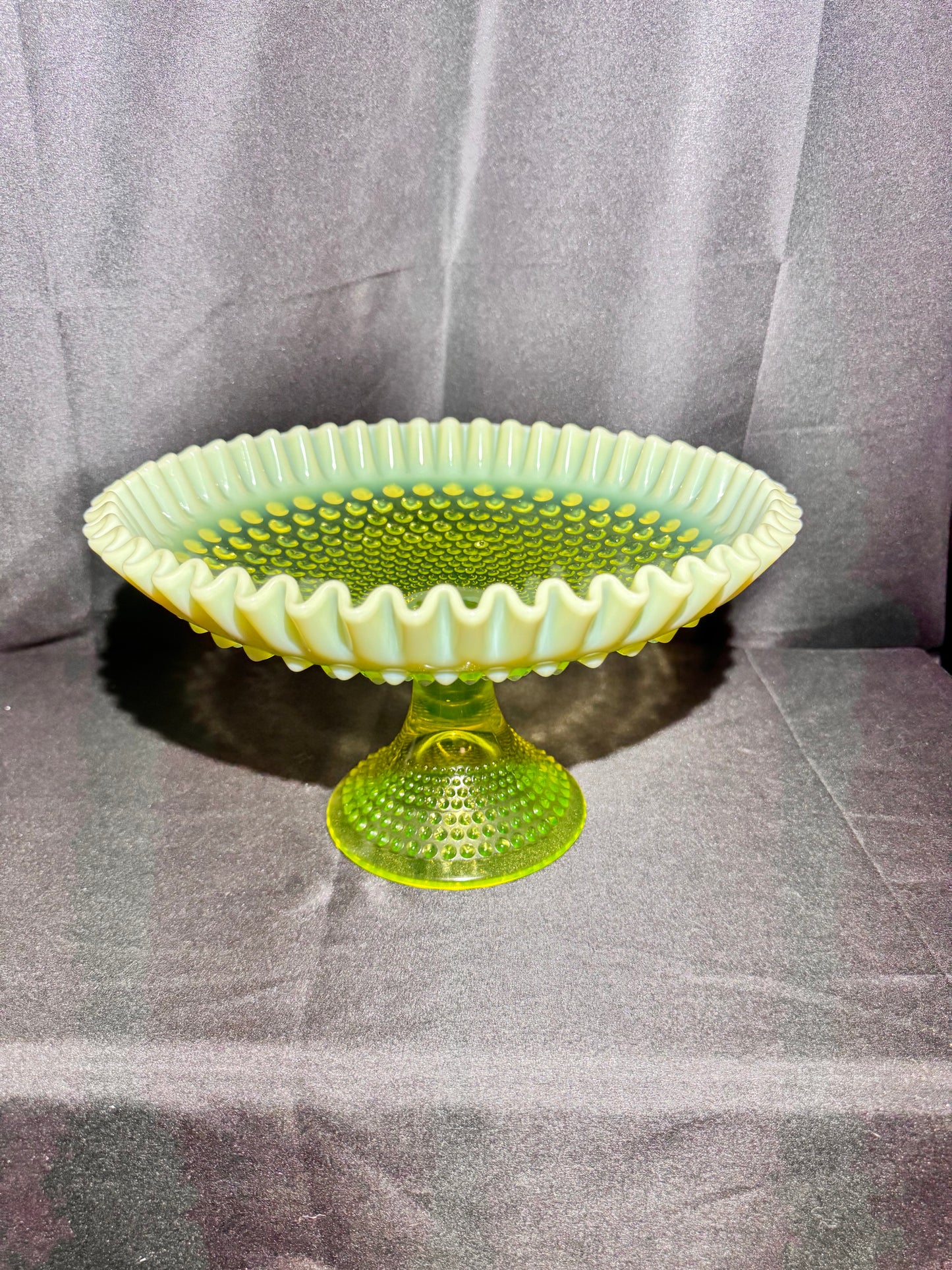 Uranium- Fenton -Hobnail- Large 11.5” -Footed Desert Tray /Compote