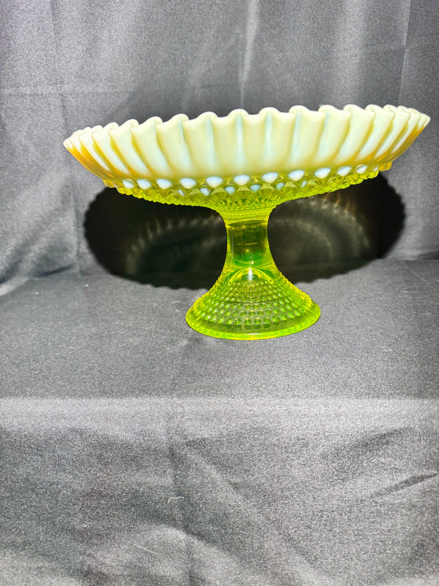 Uranium- Fenton -Hobnail- Large 11.5” -Footed Desert Tray /Compote