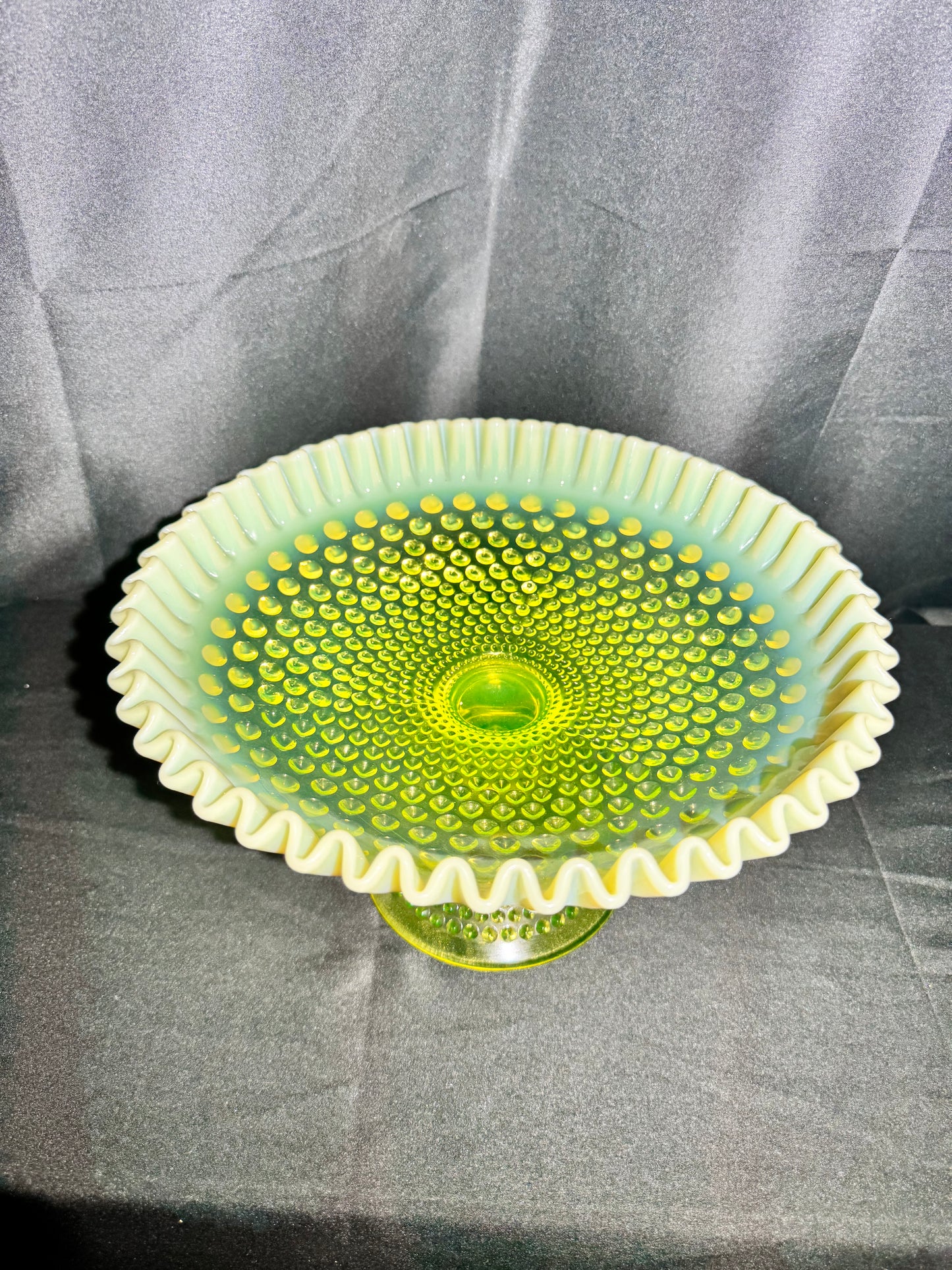 Uranium- Fenton -Hobnail- Large 11.5” -Footed Desert Tray /Compote