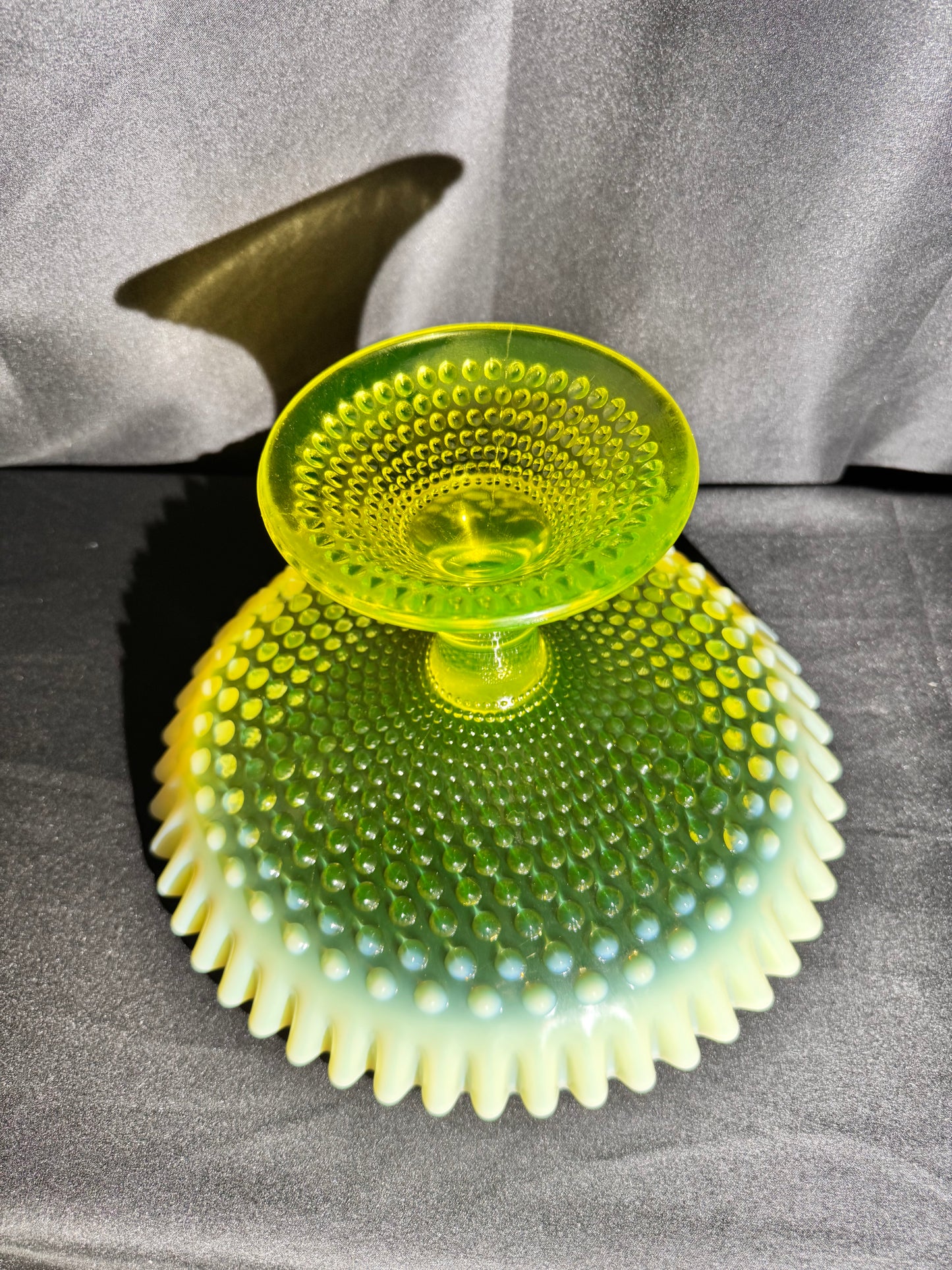 Uranium- Fenton -Hobnail- Large 11.5” -Footed Desert Tray /Compote