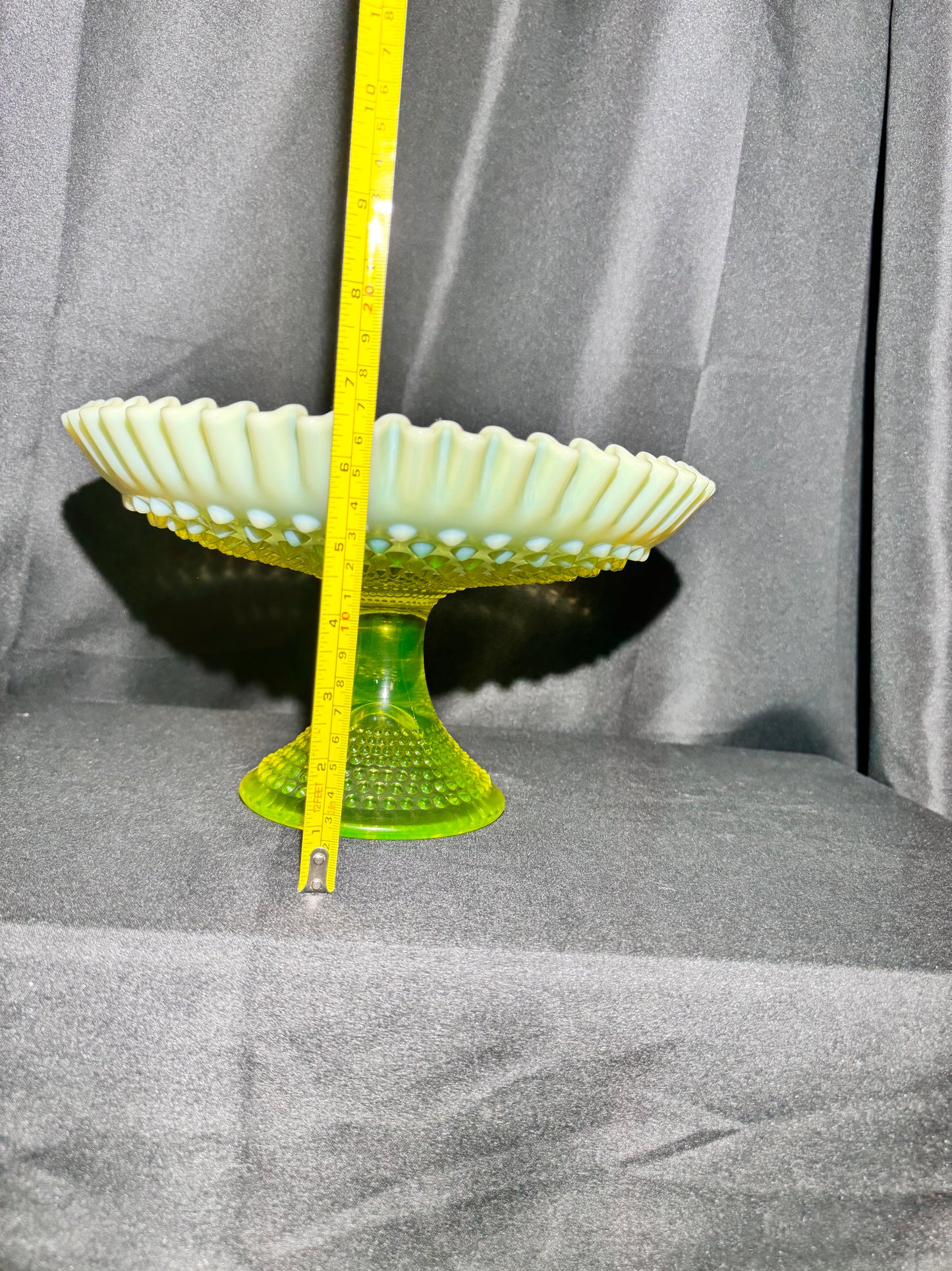 Uranium- Fenton -Hobnail- Large 11.5” -Footed Desert Tray /Compote