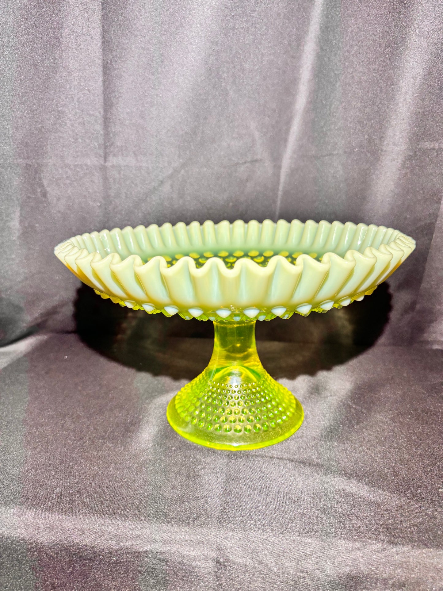 Uranium- Fenton -Hobnail- Large 11.5” -Footed Desert Tray /Compote