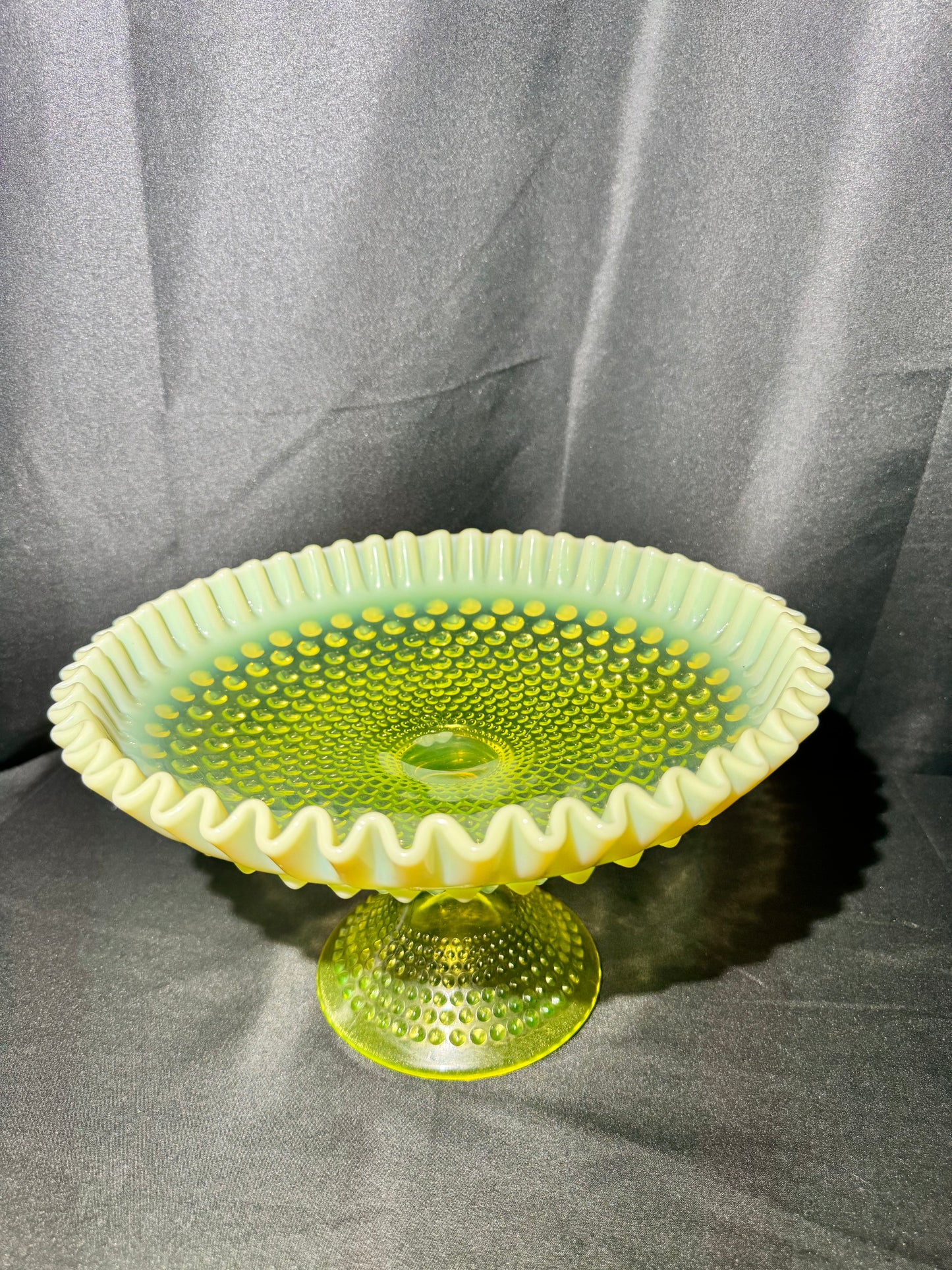 Uranium- Fenton -Hobnail- Large 11.5” -Footed Desert Tray /Compote