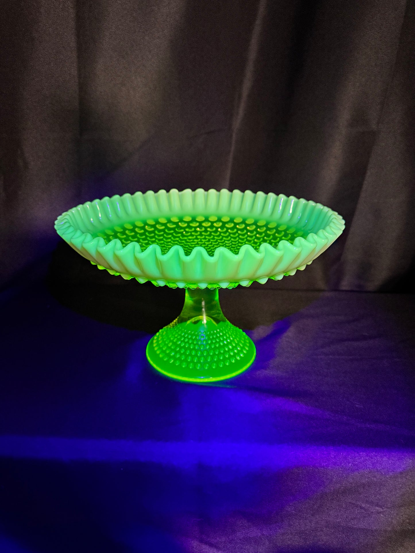 Uranium- Fenton -Hobnail- Large 11.5” -Footed Desert Tray /Compote