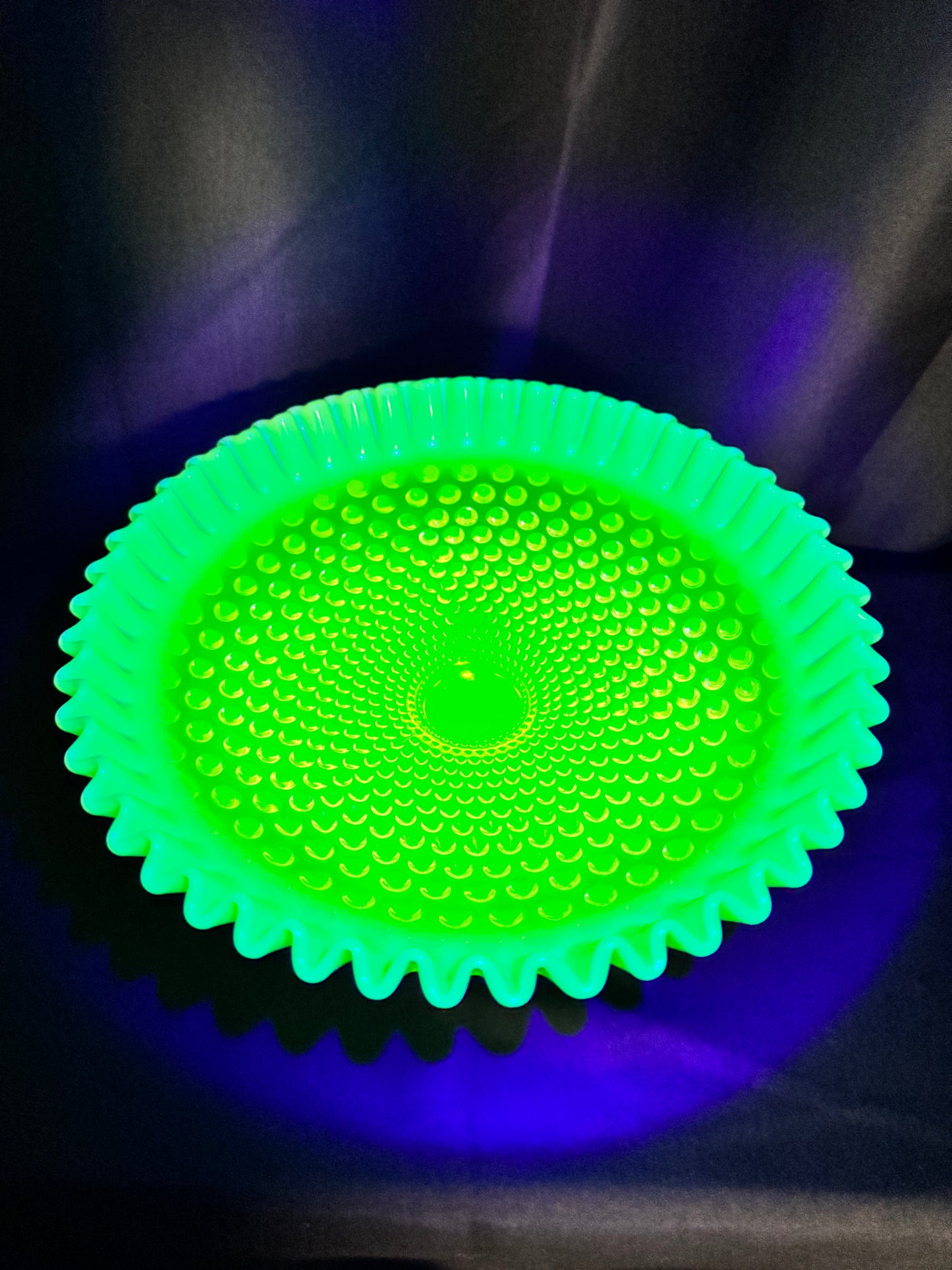 Uranium- Fenton -Hobnail- Large 11.5” -Footed Desert Tray /Compote
