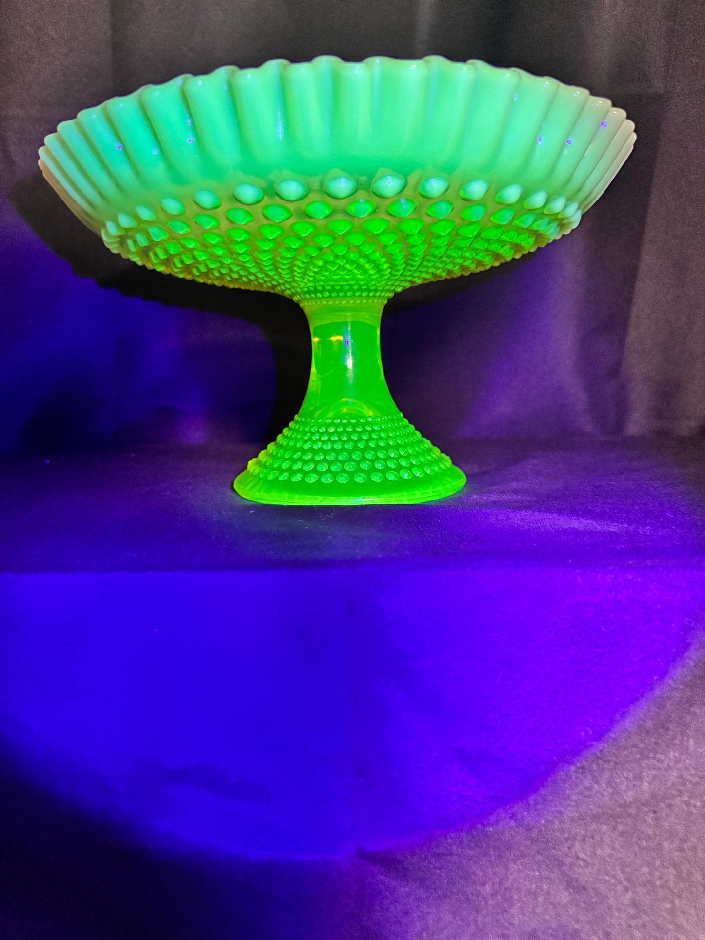 Uranium- Fenton -Hobnail- Large 11.5” -Footed Desert Tray /Compote