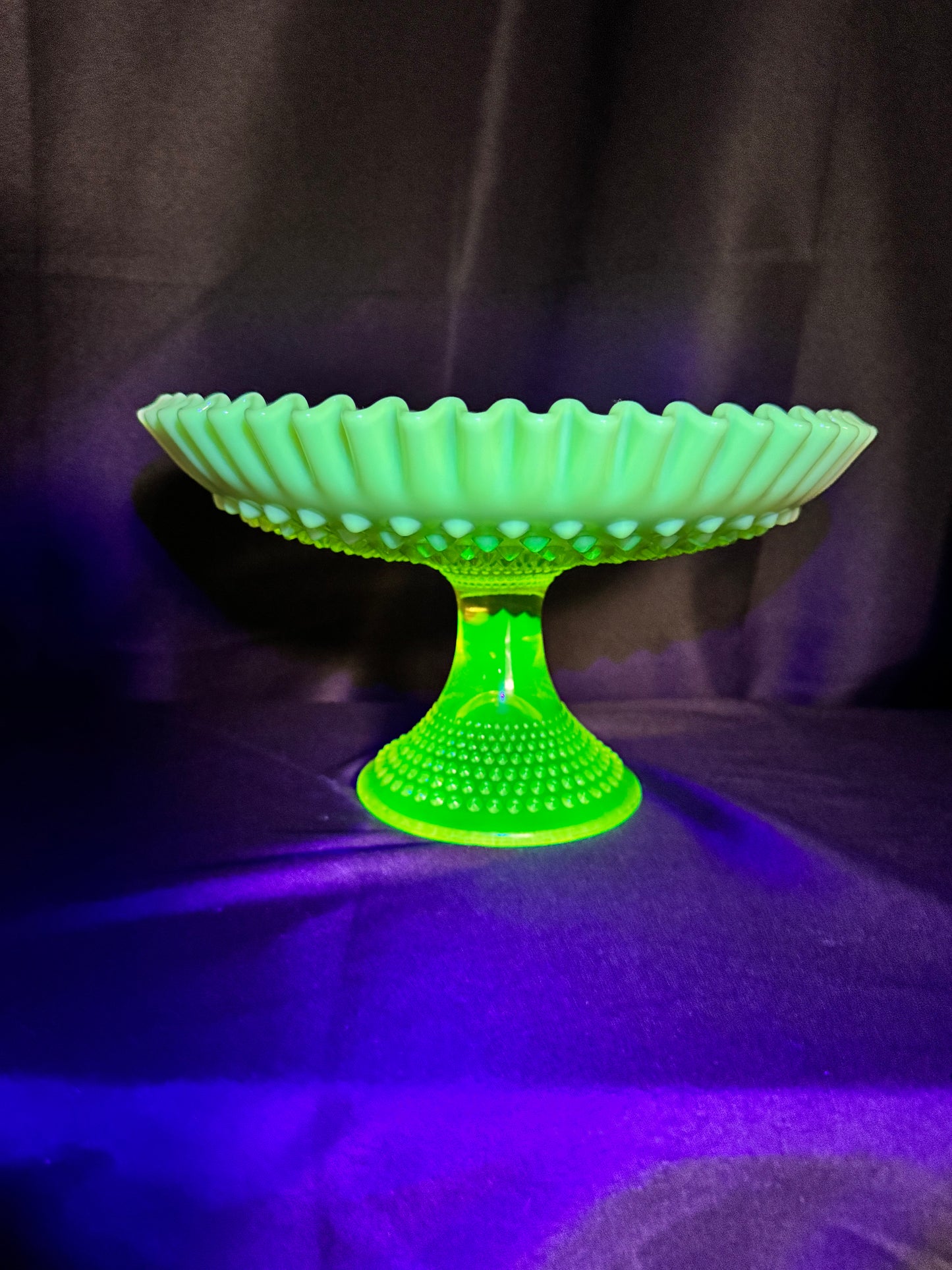 Uranium- Fenton -Hobnail- Large 11.5” -Footed Desert Tray /Compote