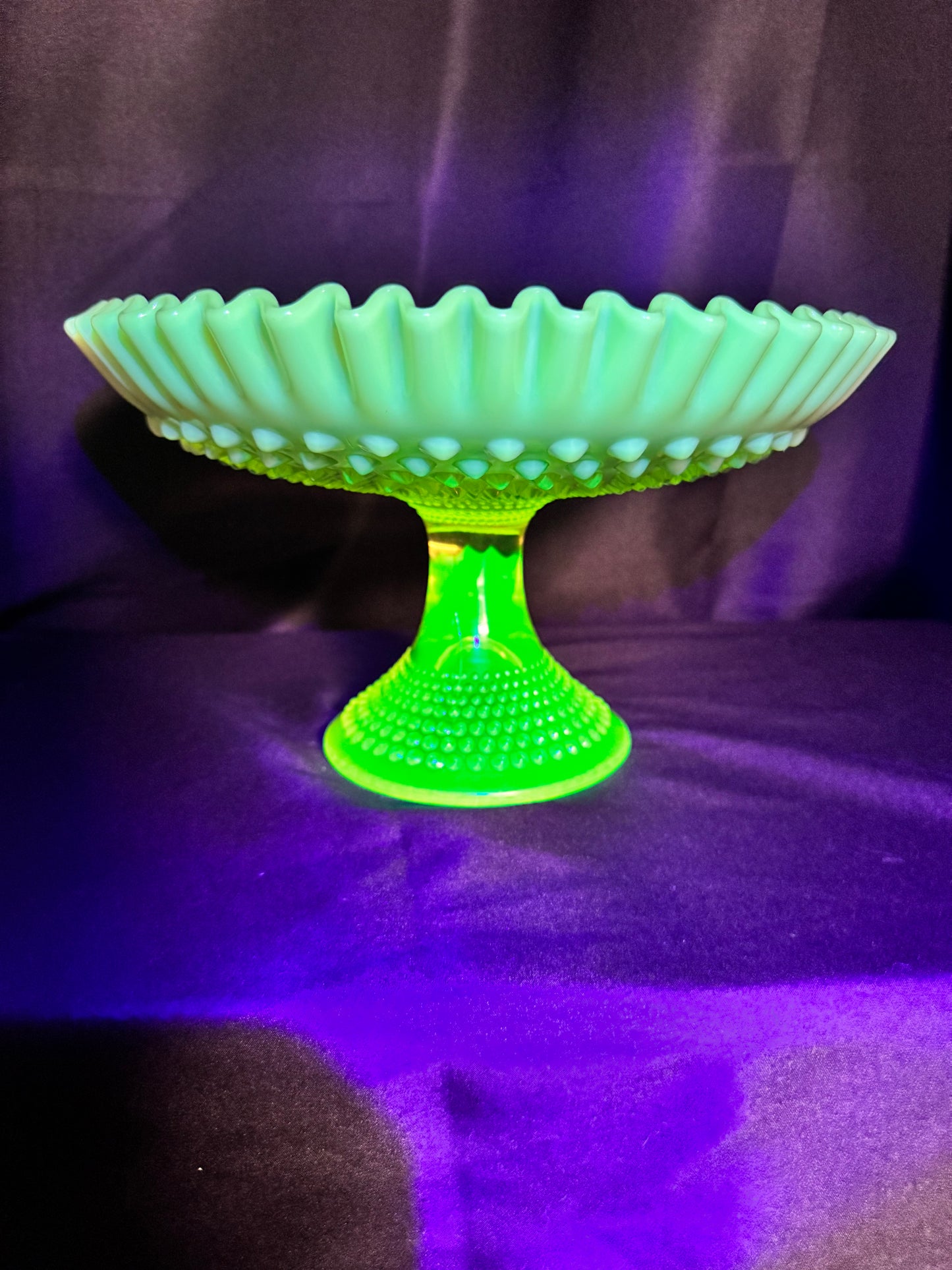 Uranium- Fenton -Hobnail- Large 11.5” -Footed Desert Tray /Compote