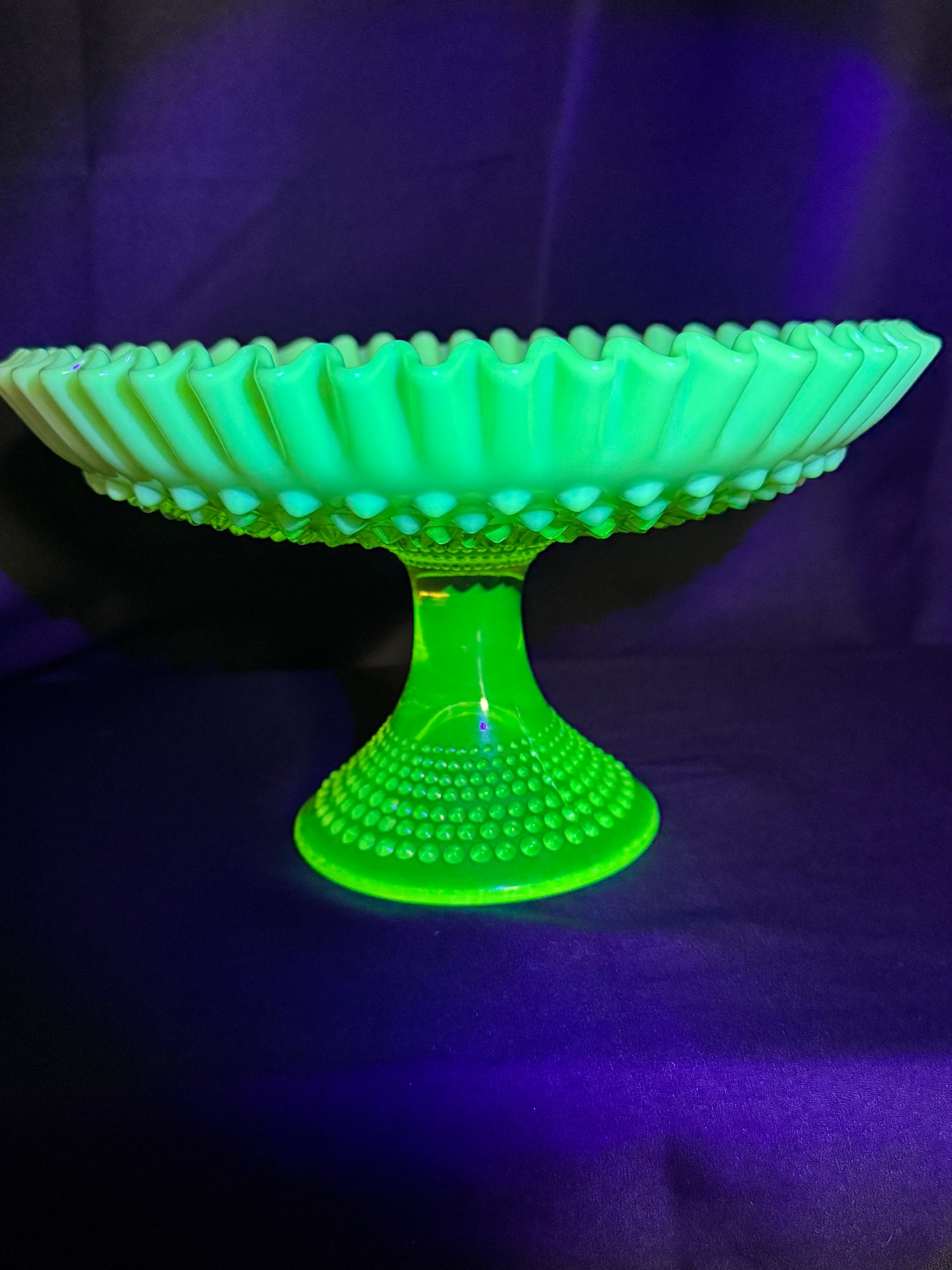 Uranium- Fenton -Hobnail- Large 11.5” -Footed Desert Tray /Compote