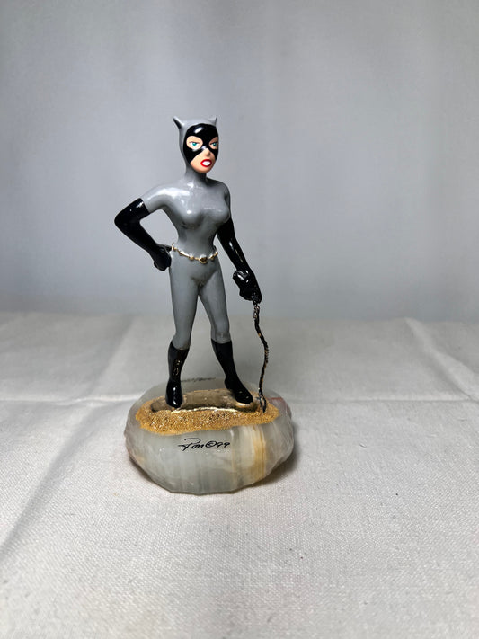 Ron Lee -Cat Woman- 5” statue- signed and numbered 1008/2500-Warner Brothers-1999- stone base