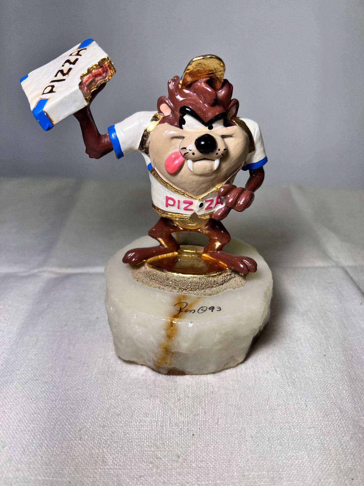 Ron Lee - Taz- Me Deliver- 5” statue- signed and numbered- number is faded- Looney Tunes-1993- stone base