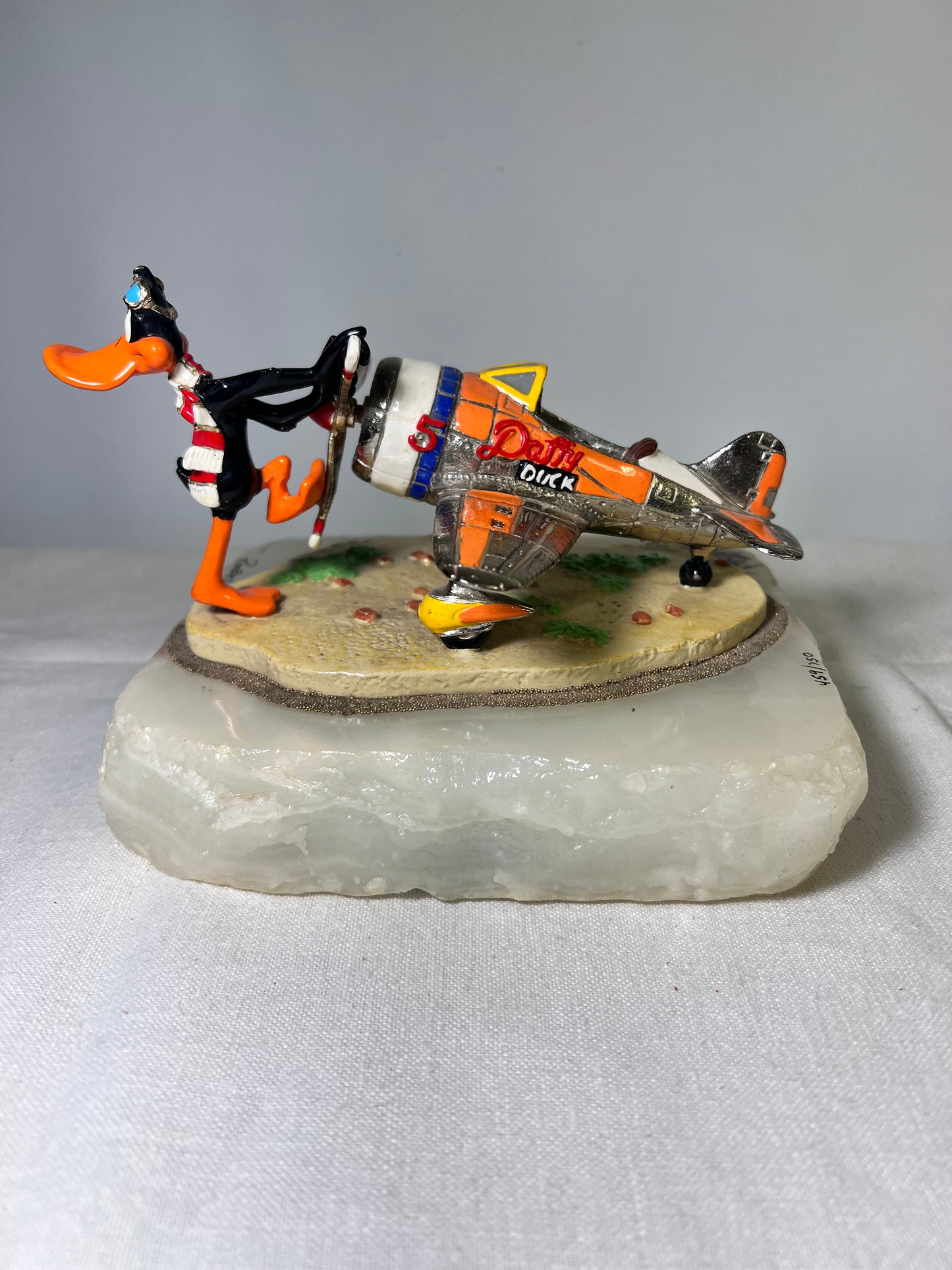 Ron Lee- Daffy Duck - The Baron -air Plane- signed and numbered 459/750- 1997 - Looney Tunes-Warner Brothers- stone base- 5” statue