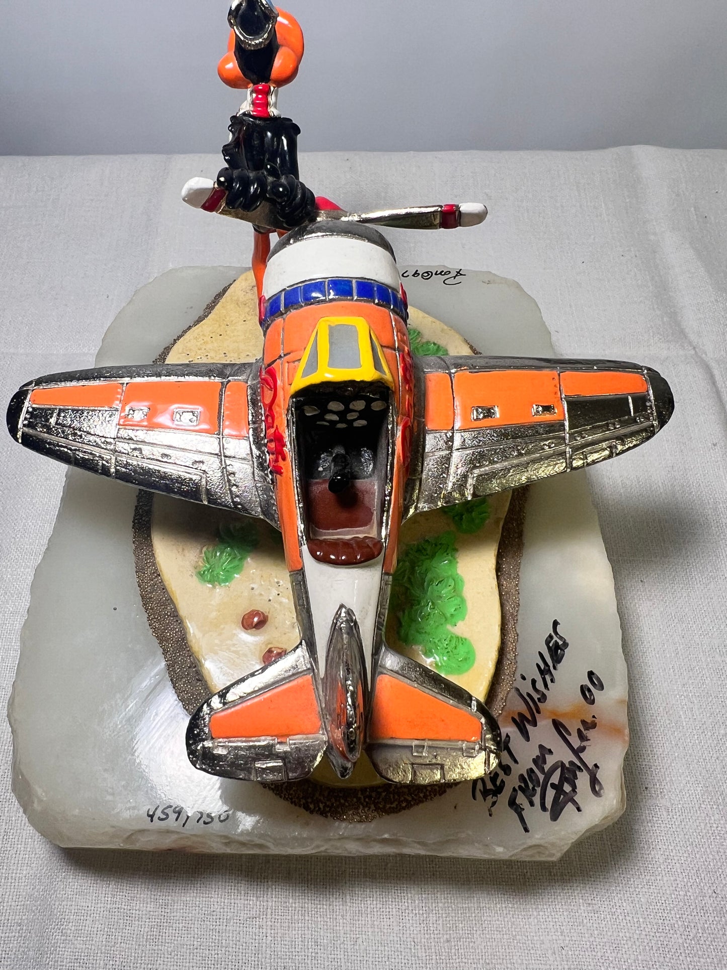 Ron Lee- Daffy Duck - The Baron -air Plane- signed and numbered 459/750- 1997 - Looney Tunes-Warner Brothers- stone base- 5” statue