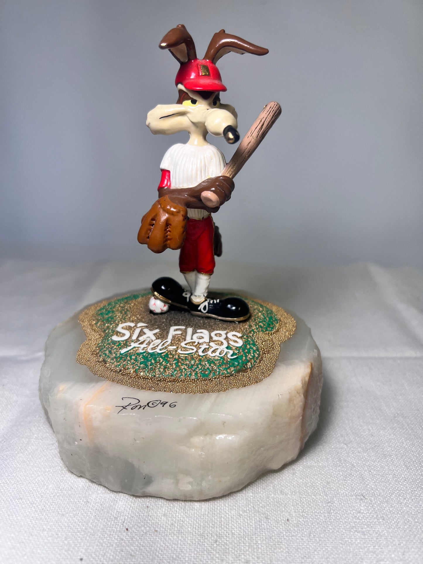 Ron Lee - Wile E Coyote- Six Flags-6” statue- Baseball - signed and numbered 230\750- Looney Tunes-Warner Brothers- stone base