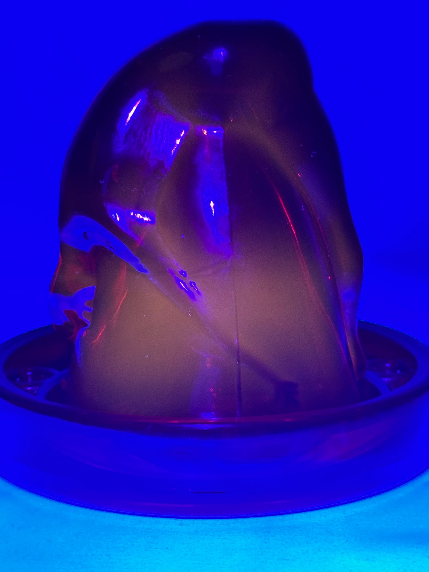 “Bottoms Up - Shot Glass w/coaster- art deco- Red/Amberina/ cadmium