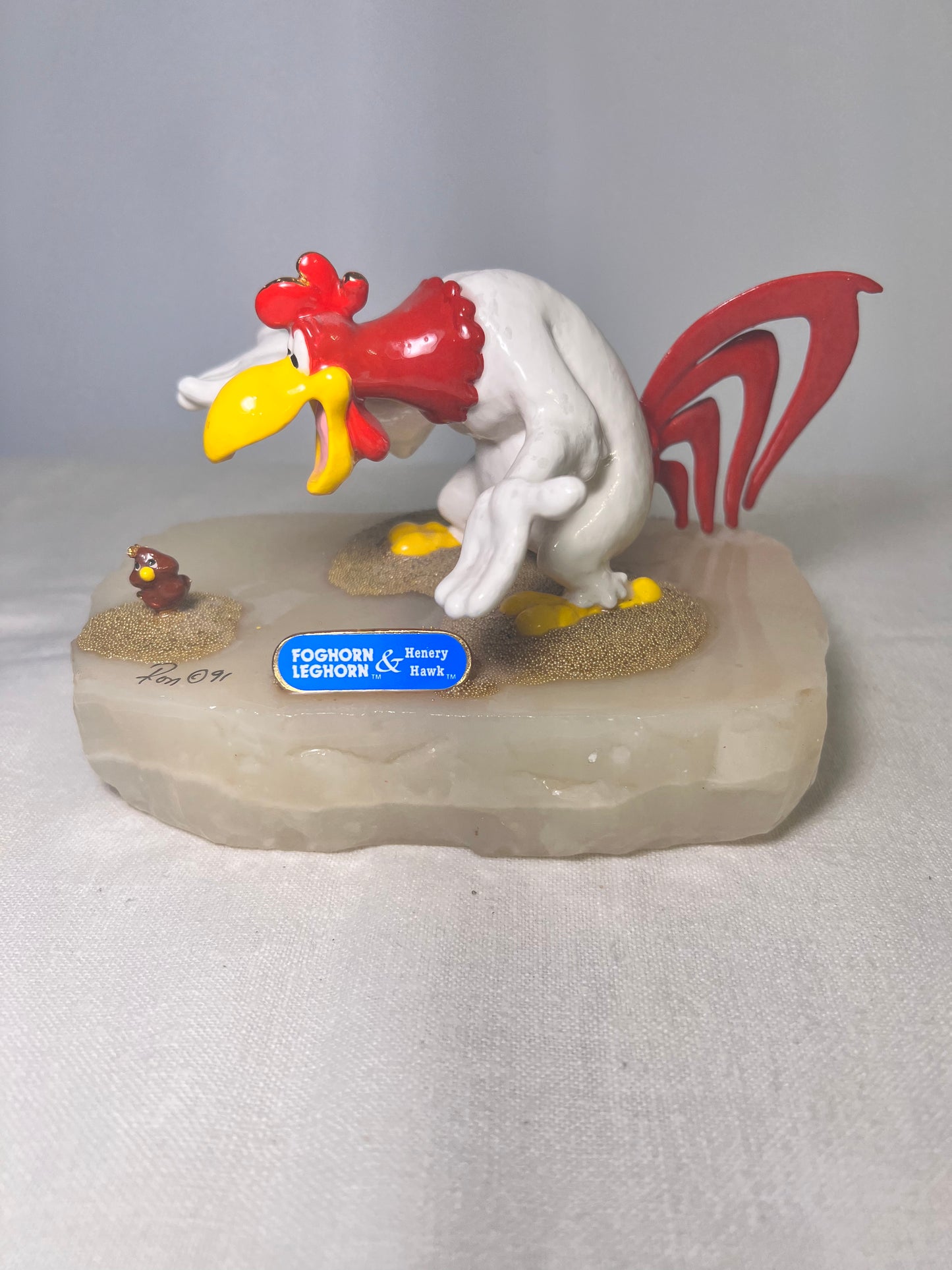 Ron Lee- Foghorn Leghorn & Henry Hawk- 4.5” statue- 1991- signed and numbered 700/2750-Looney tunes-Warner Brothers-Stone base ￼