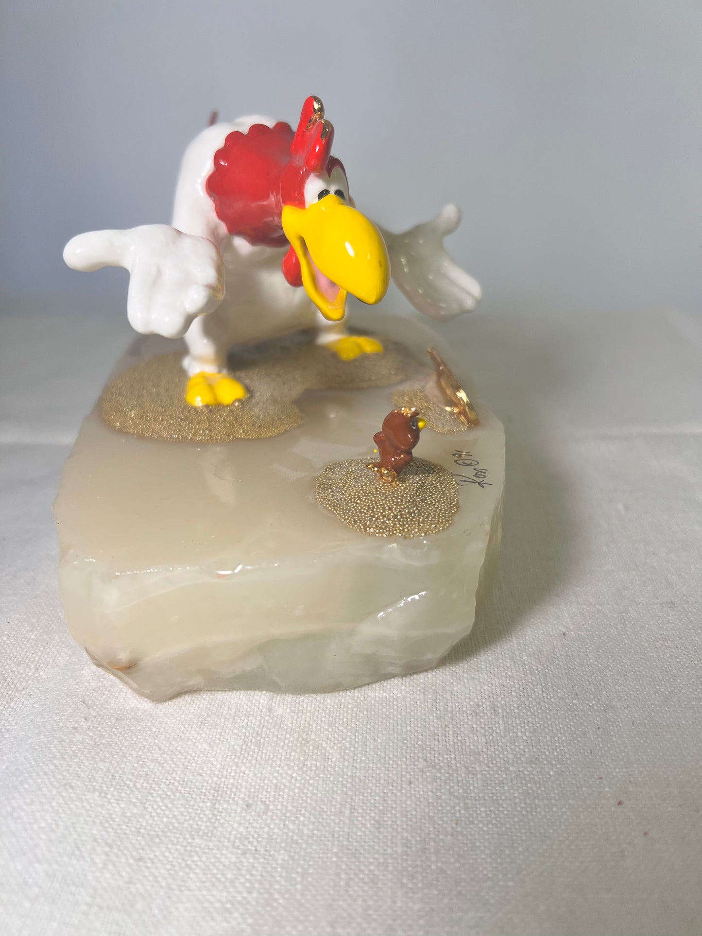 Ron Lee- Foghorn Leghorn & Henry Hawk- 4.5” statue- 1991- signed and numbered 700/2750-Looney tunes-Warner Brothers-Stone base ￼