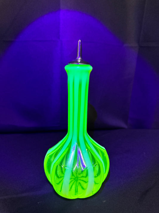 Uranium Fenton Glass- Barber Bottle- Stripped with Topper