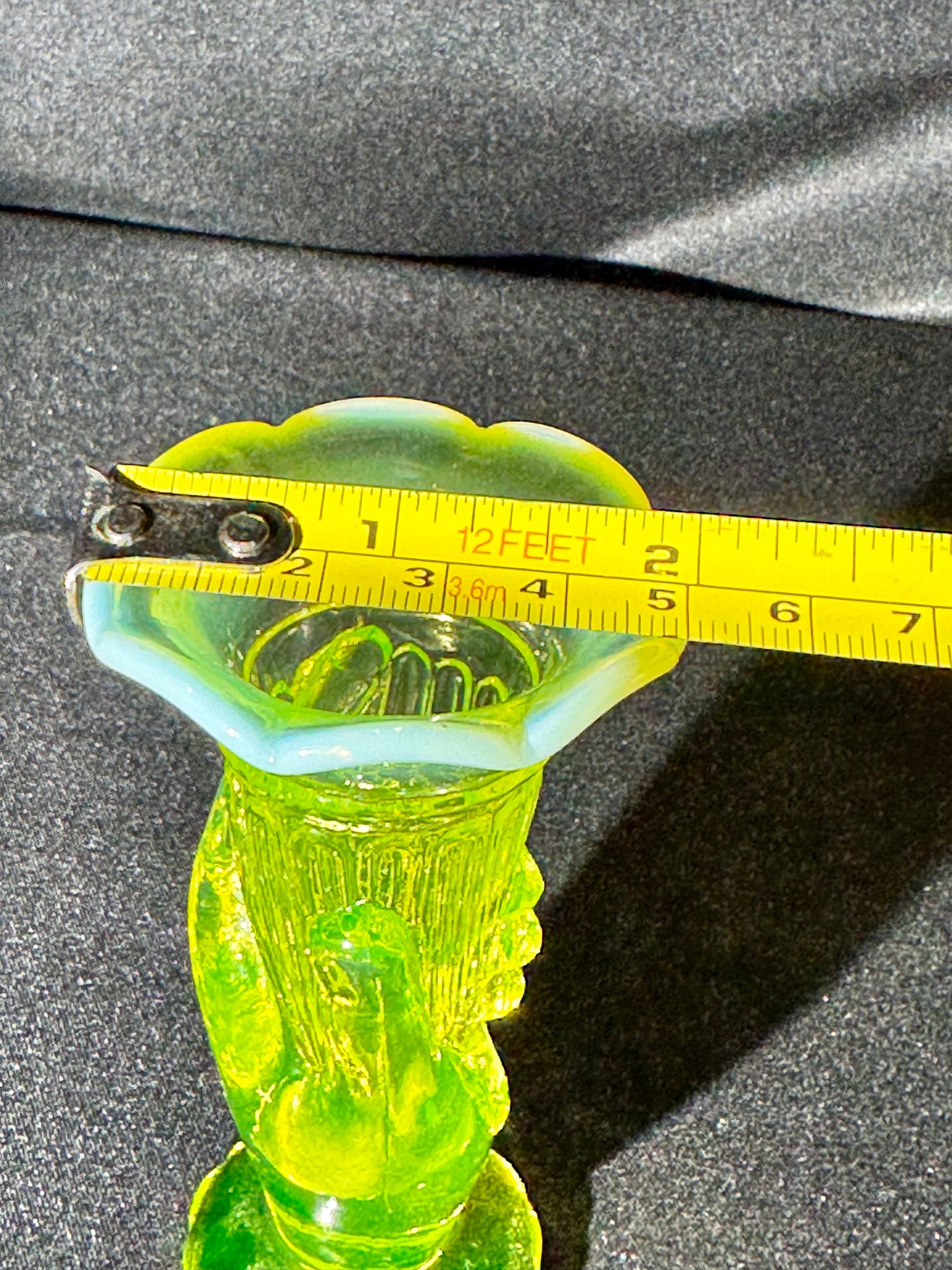 Uranium- topaz Opalescent- Cornucopia in Hand - Bud Vase