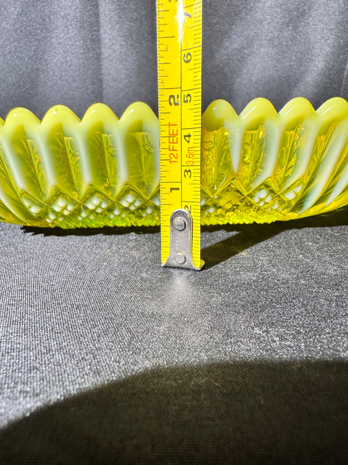 Uranium- Davidson- Somerset Square Suited Bowl Primrose Pearline Opalescent