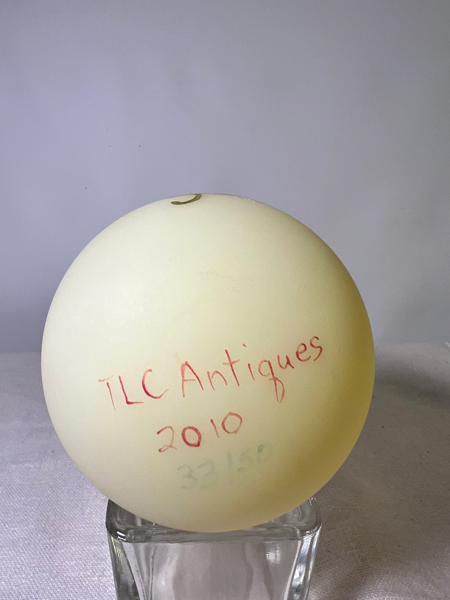 Uranium-Burmese Satin - Fenton-Custard ornament-handed painted-signed-2010 TLC antiques #33/50 signed by J. Powell