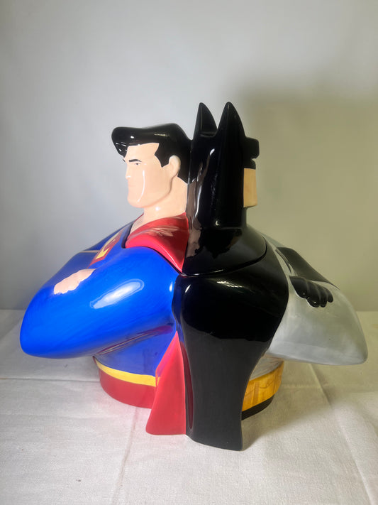 Double sided Batman & Superman - 12” Cookie Jar- Warner Brothers 1999- DC Comics