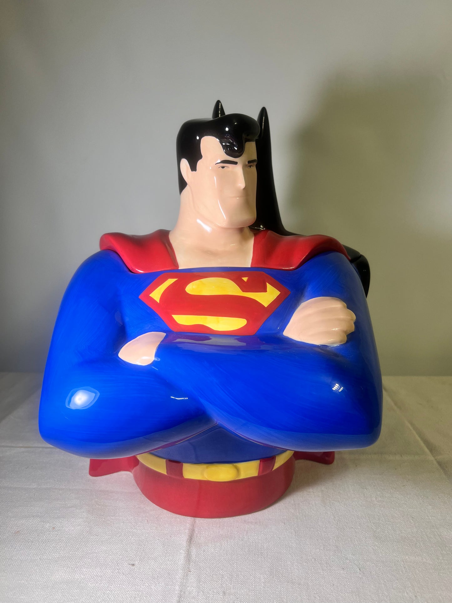 Double sided Batman & Superman - 12” Cookie Jar- Warner Brothers 1999- DC Comics