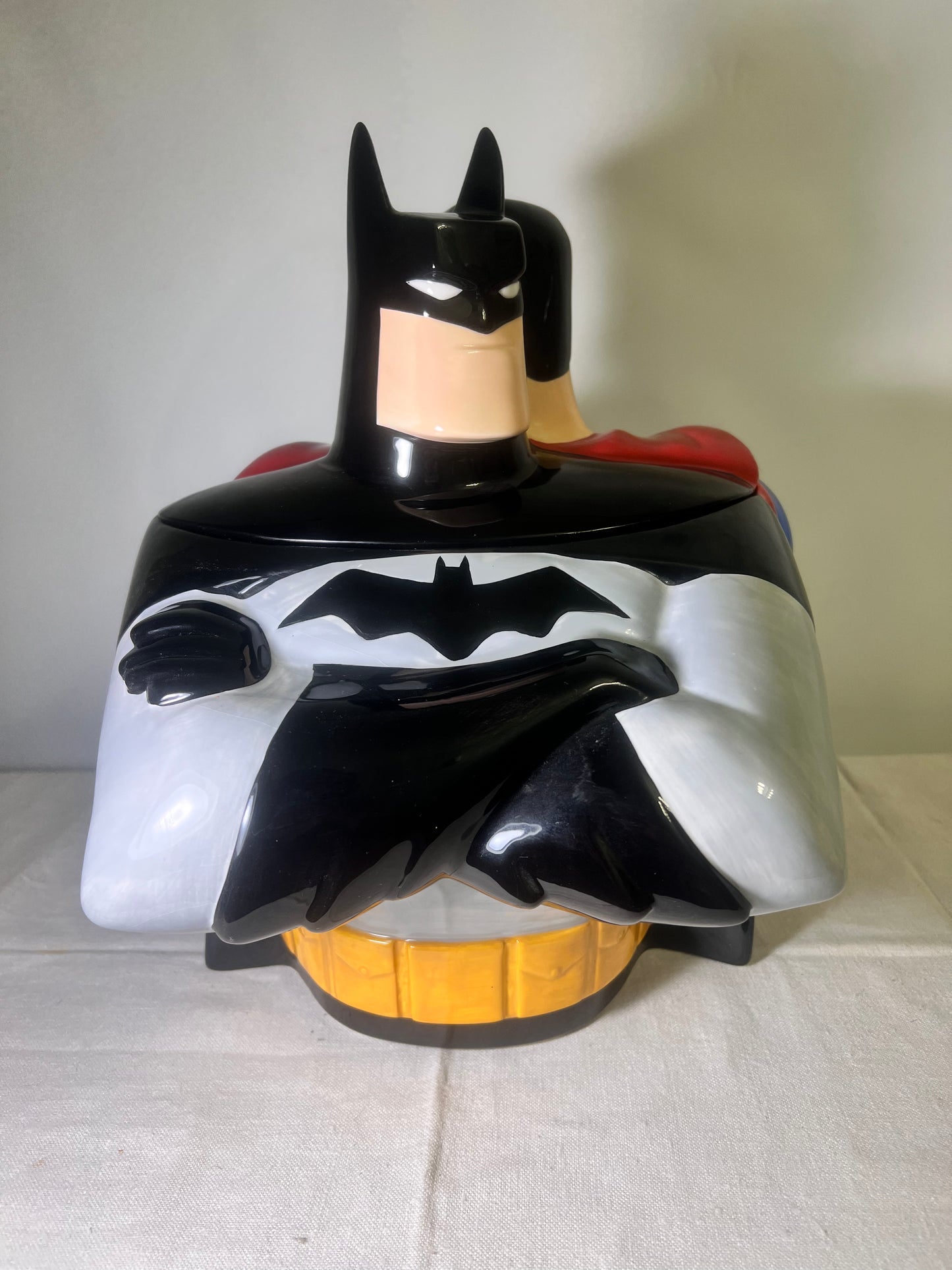 Double sided Batman & Superman - 12” Cookie Jar- Warner Brothers 1999- DC Comics