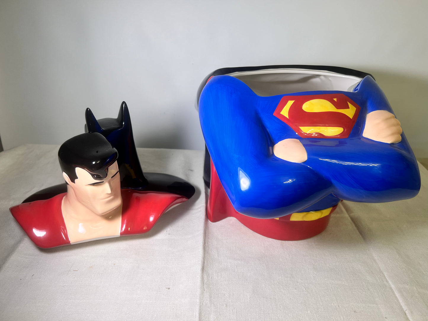 Double sided Batman & Superman - 12” Cookie Jar- Warner Brothers 1999- DC Comics