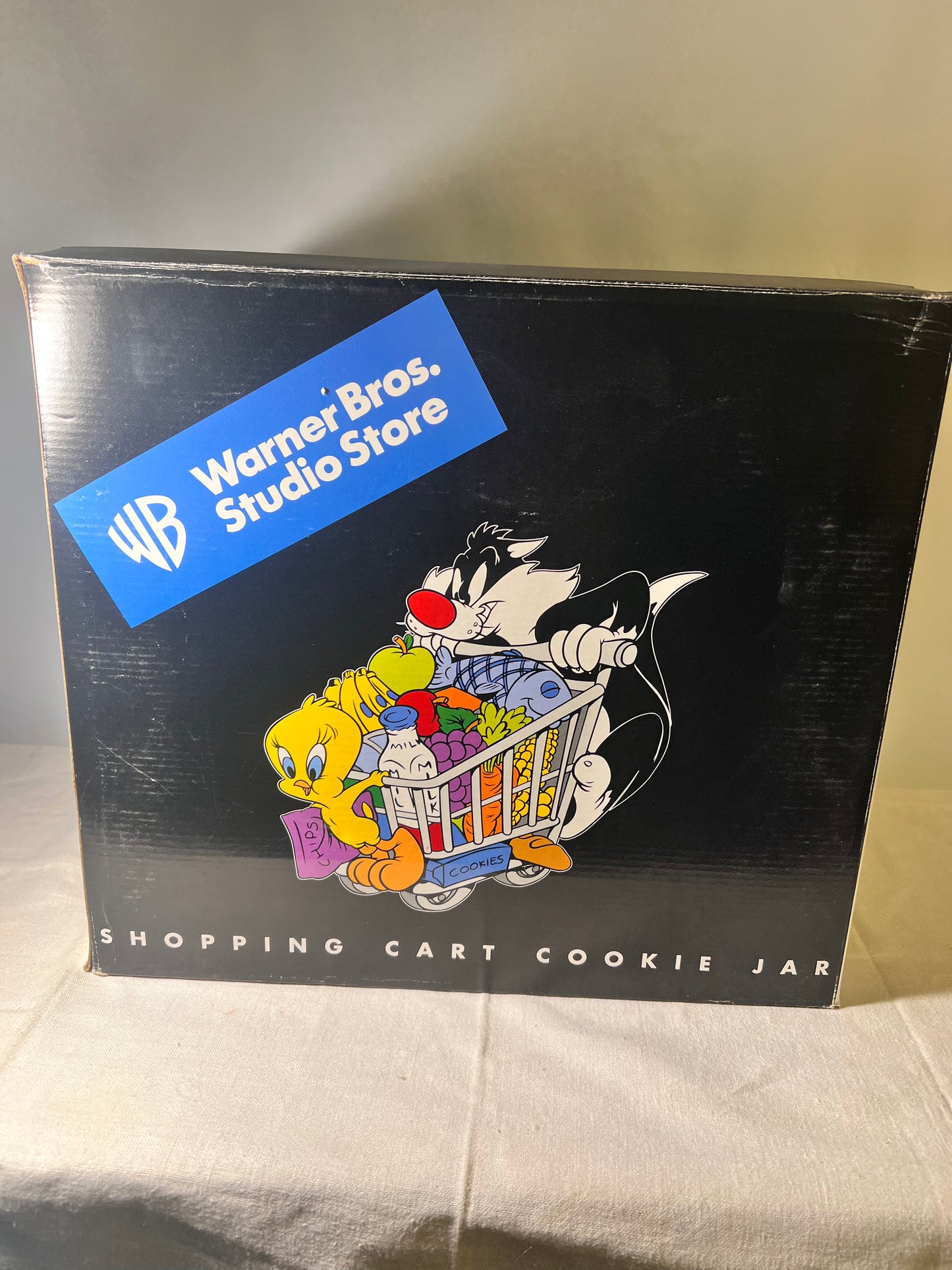 Tweety Bird and Sylvester-11” Shopping Cart Cookie Jar- Warner Brothers- Looney Tunes-1999